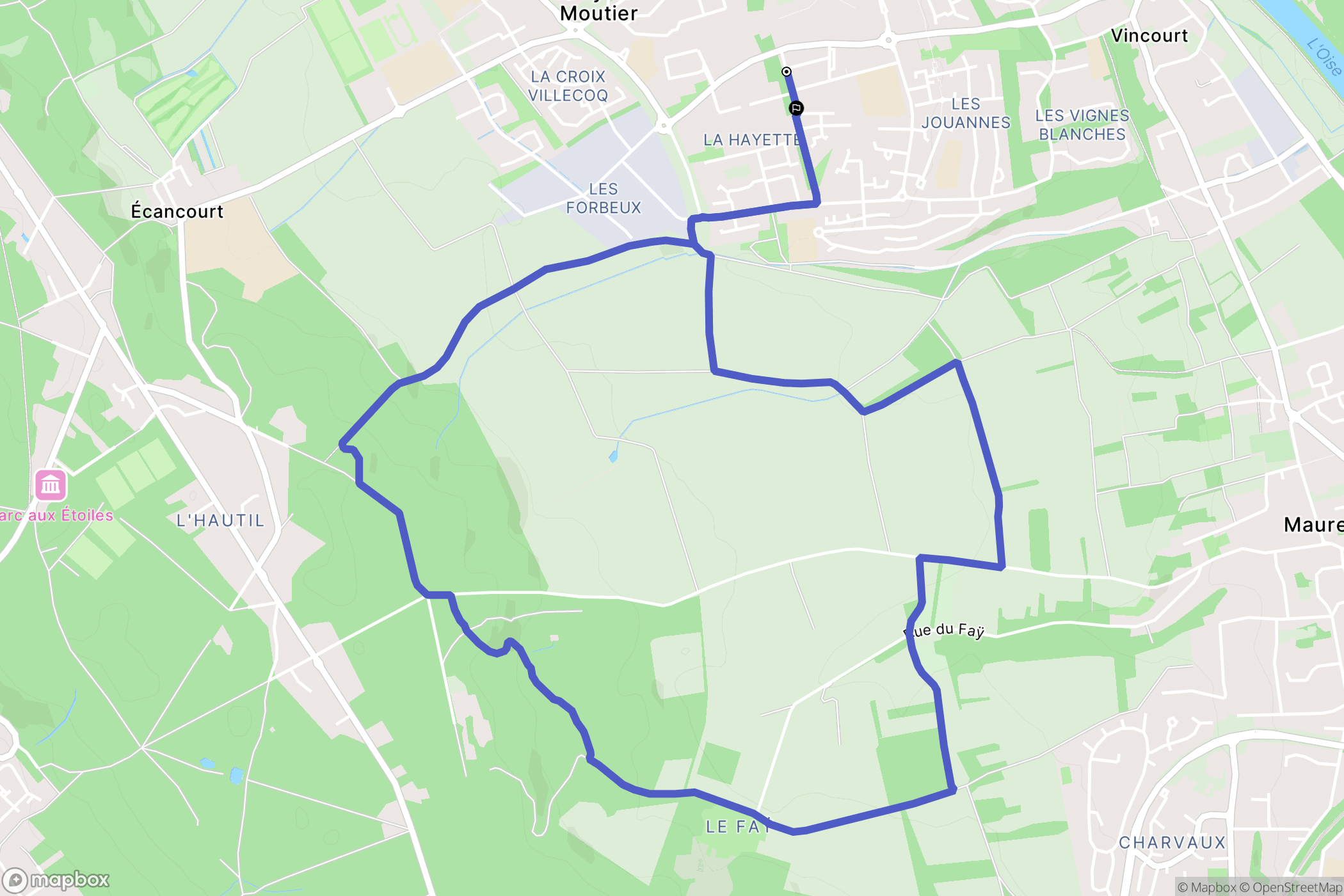 Jouy-le-Moutier : carte du parcours de randonnée - France