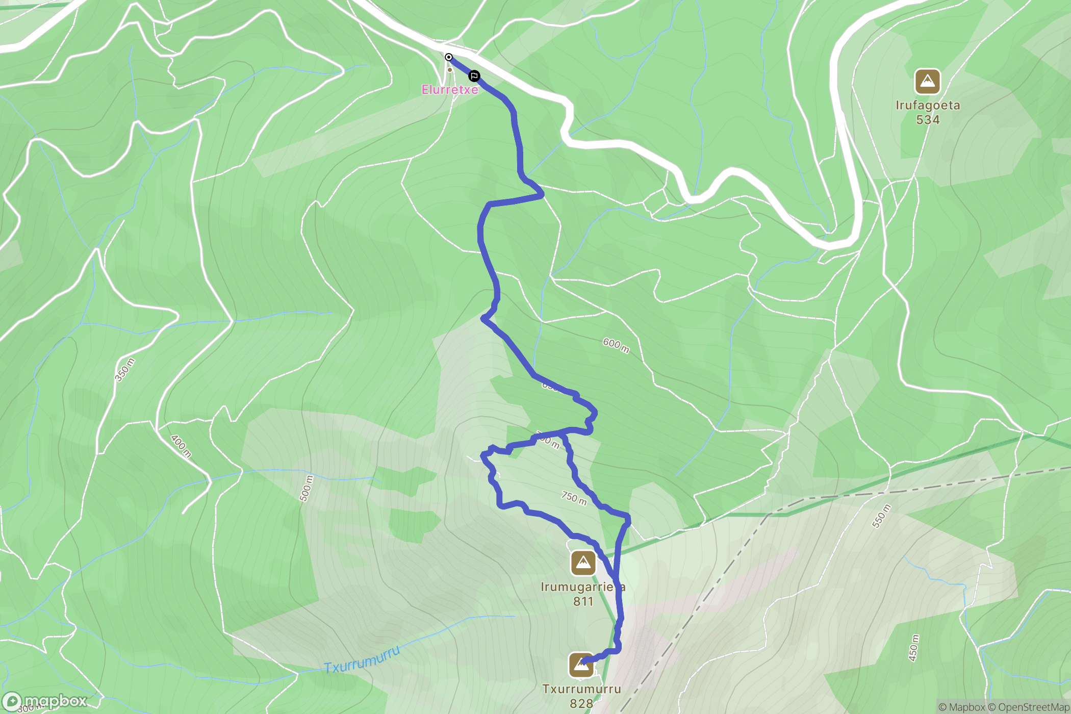 Irún : carte du parcours de randonnée - Spain