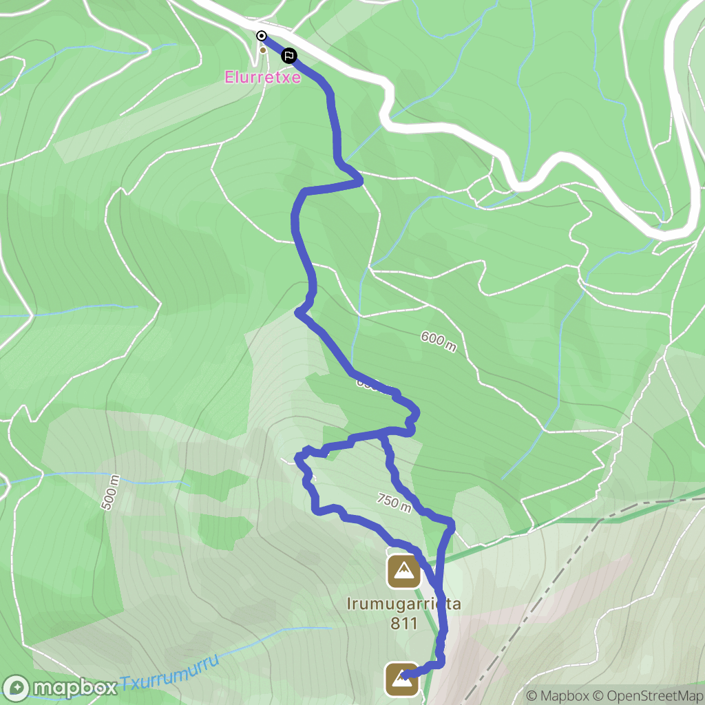 Irún : carte du parcours de randonnée - Spain