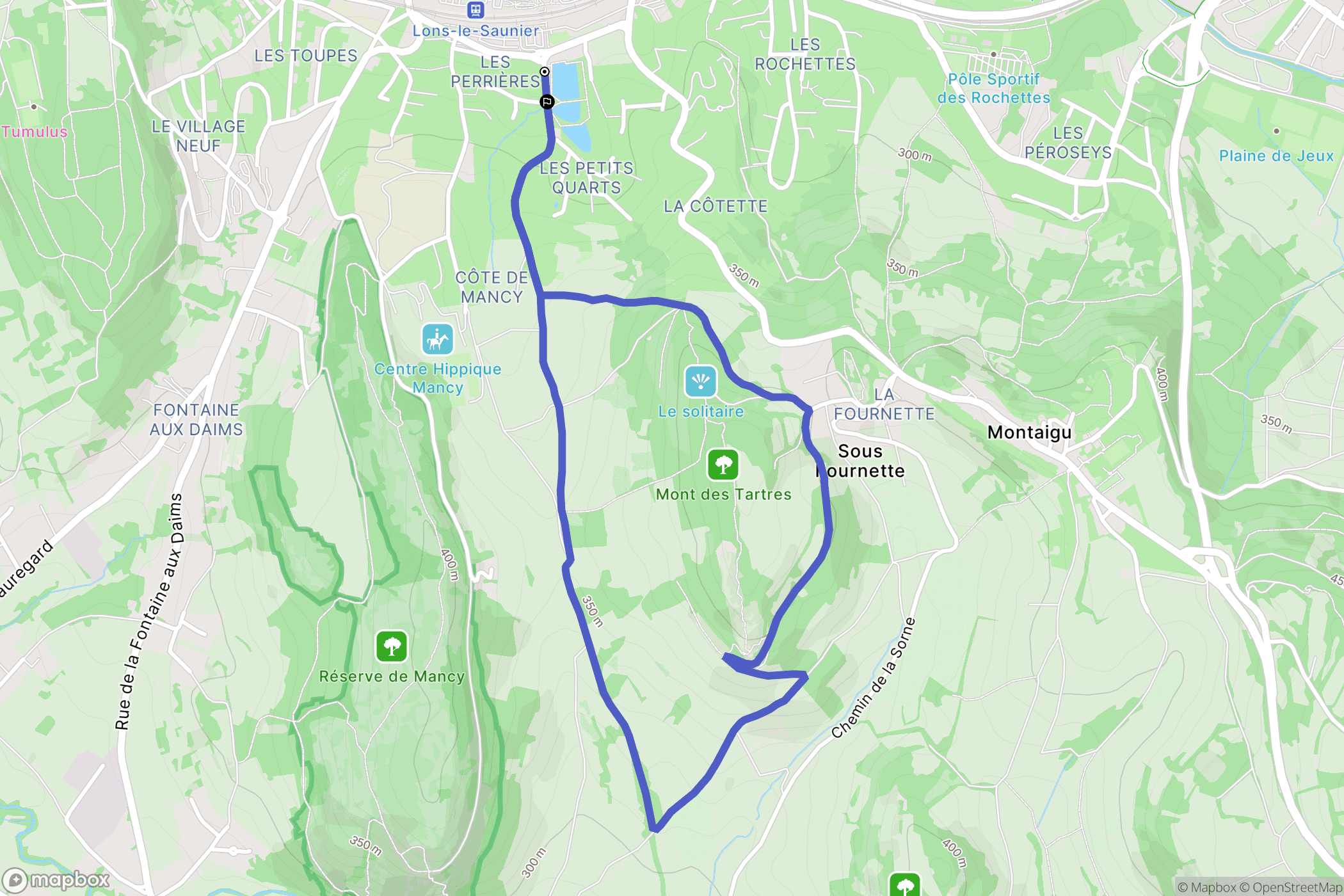 Lons-le-Saunier : carte du parcours de randonnée - France
