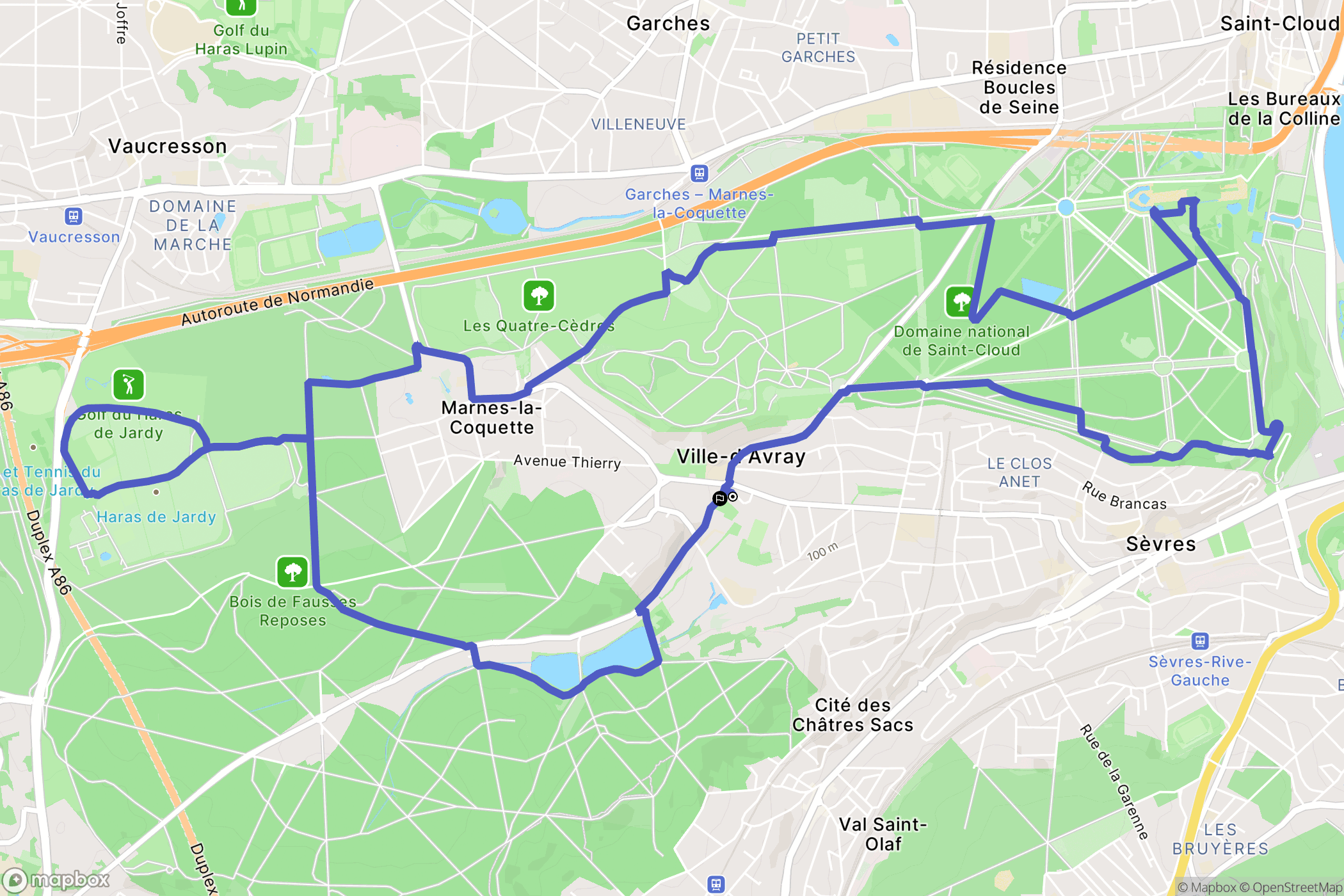 Ville-d'Avray : carte du parcours de randonnée - France