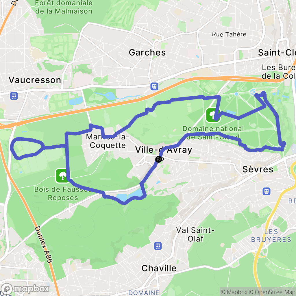 Ville-d'Avray : carte du parcours de randonnée - France