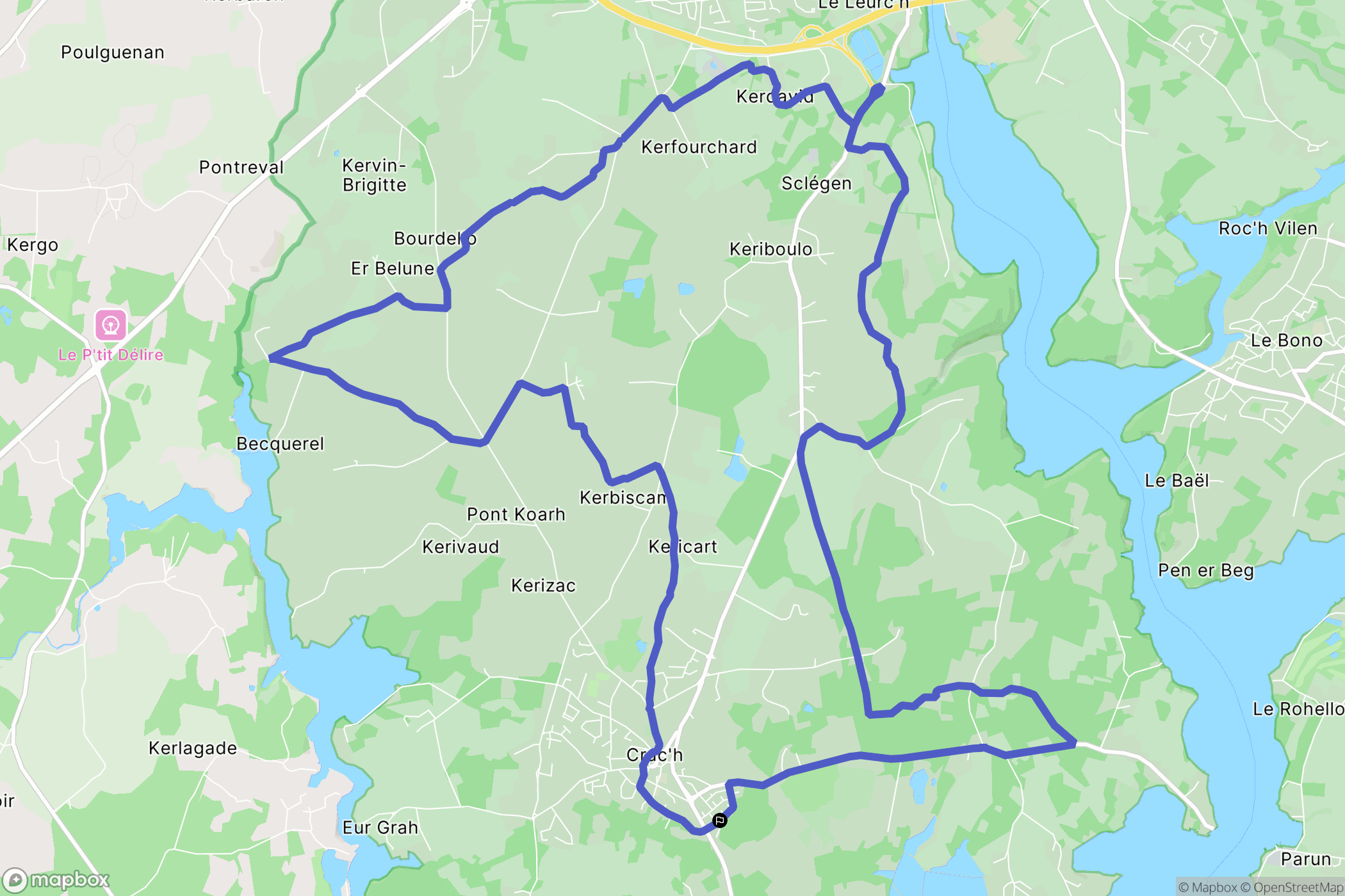 Crac'h : carte du parcours de randonnée - France