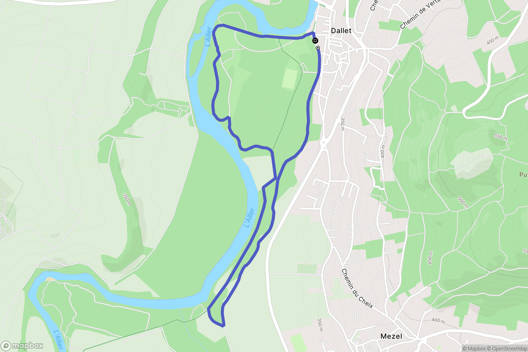 Mur-sur-Allier : carte du parcours de randonnée - France