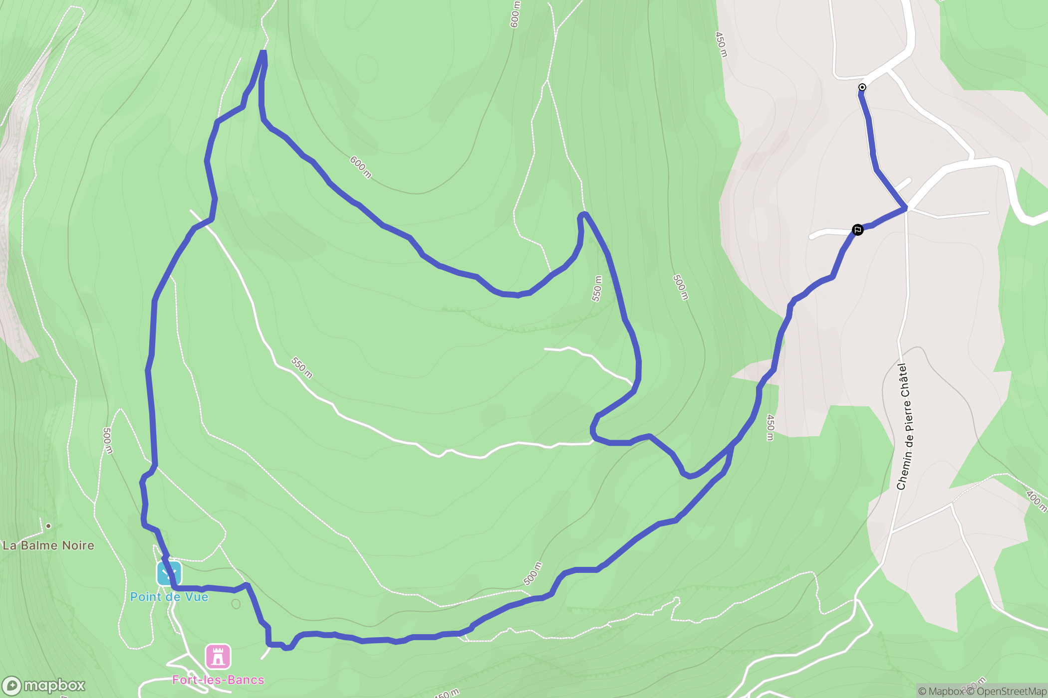 Parves-et-Nattages : carte du parcours de randonnée - France