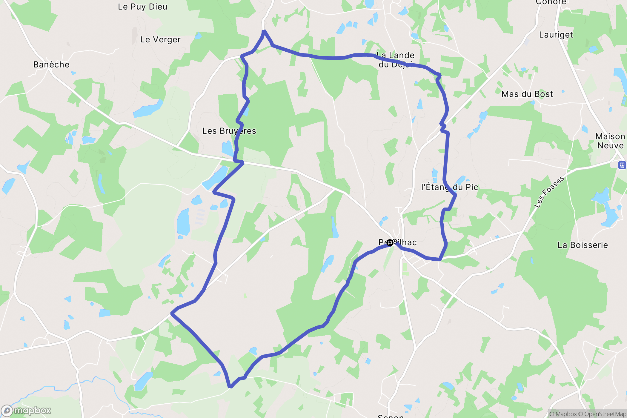 Peyrilhac : carte du parcours de randonnée - France