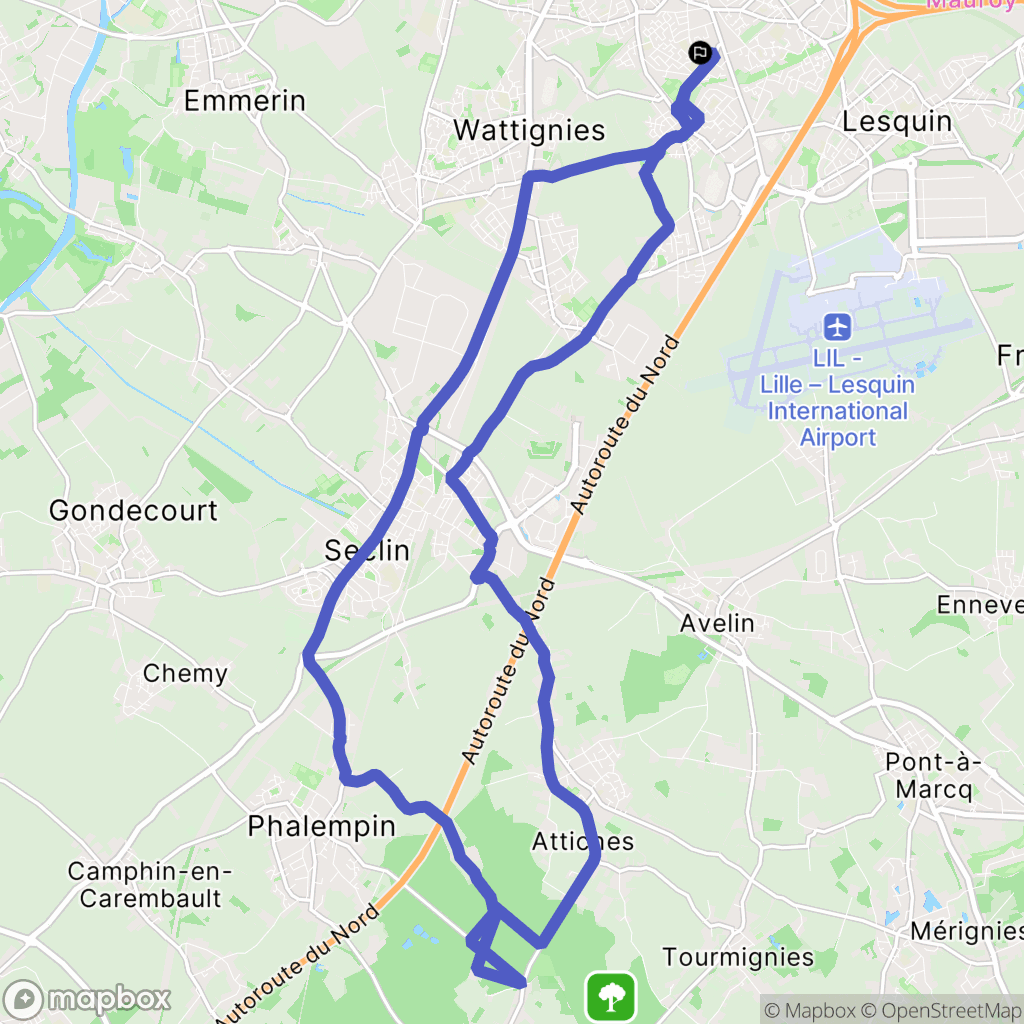 Faches-Thumesnil : carte du parcours de randonnée - France