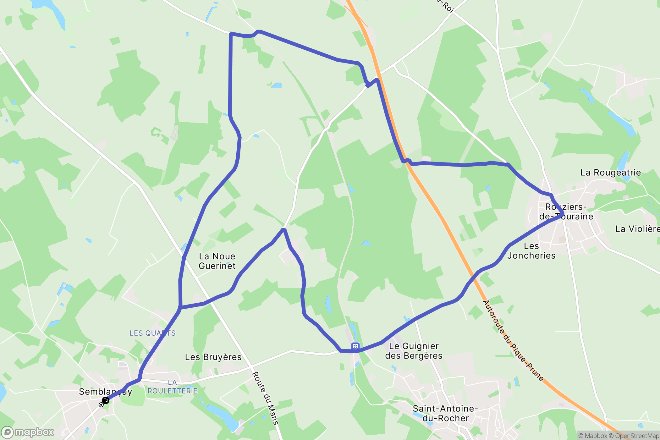 Semblançay : carte du parcours de randonnée - France