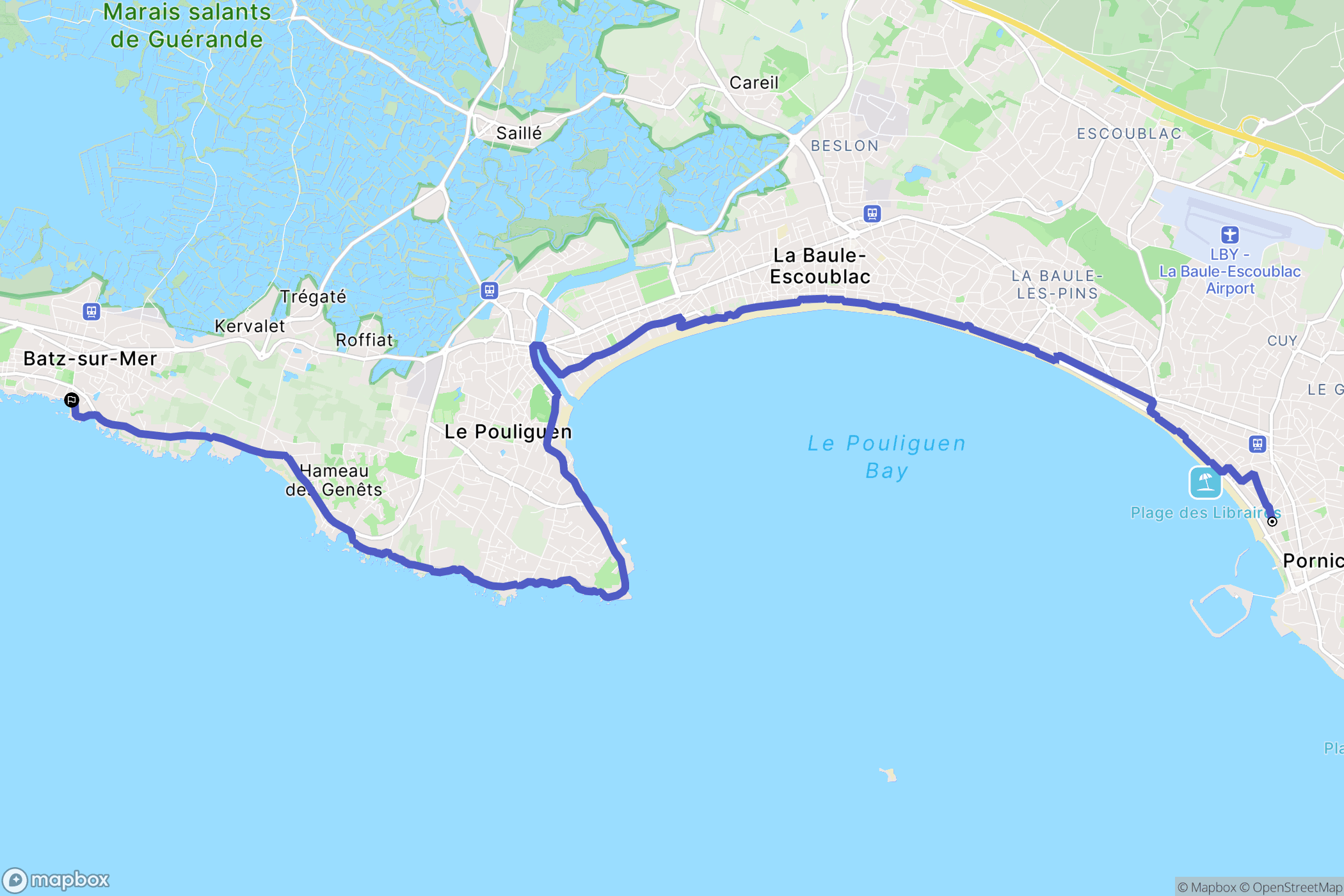 Pornichet : carte du parcours de randonnée - France