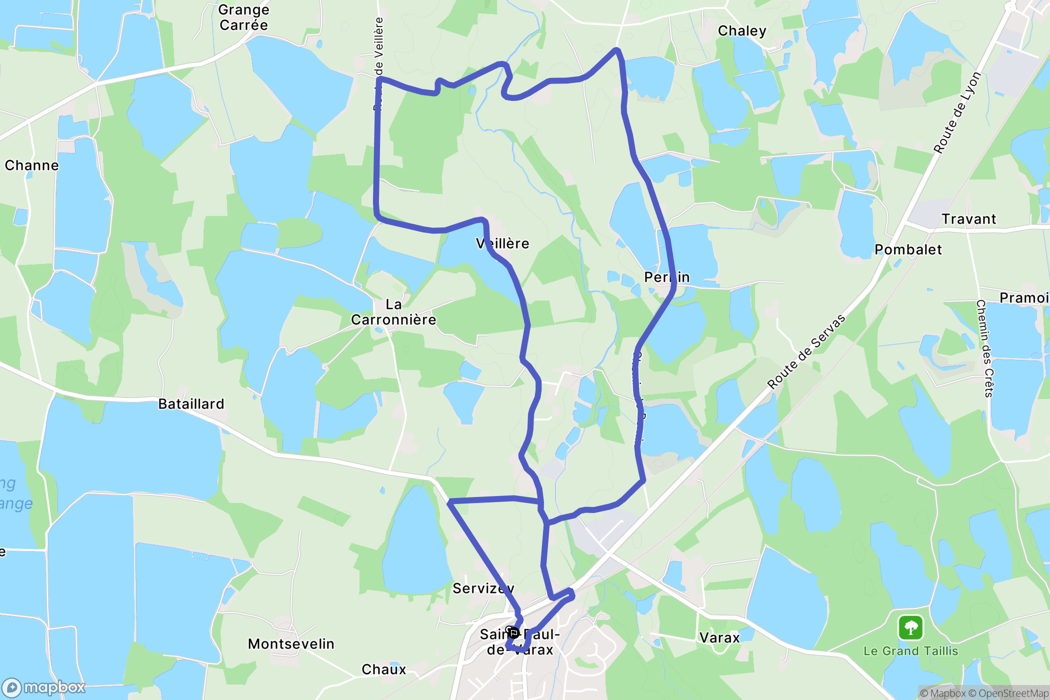 Saint-Paul-de-Varax : carte du parcours de randonnée - France