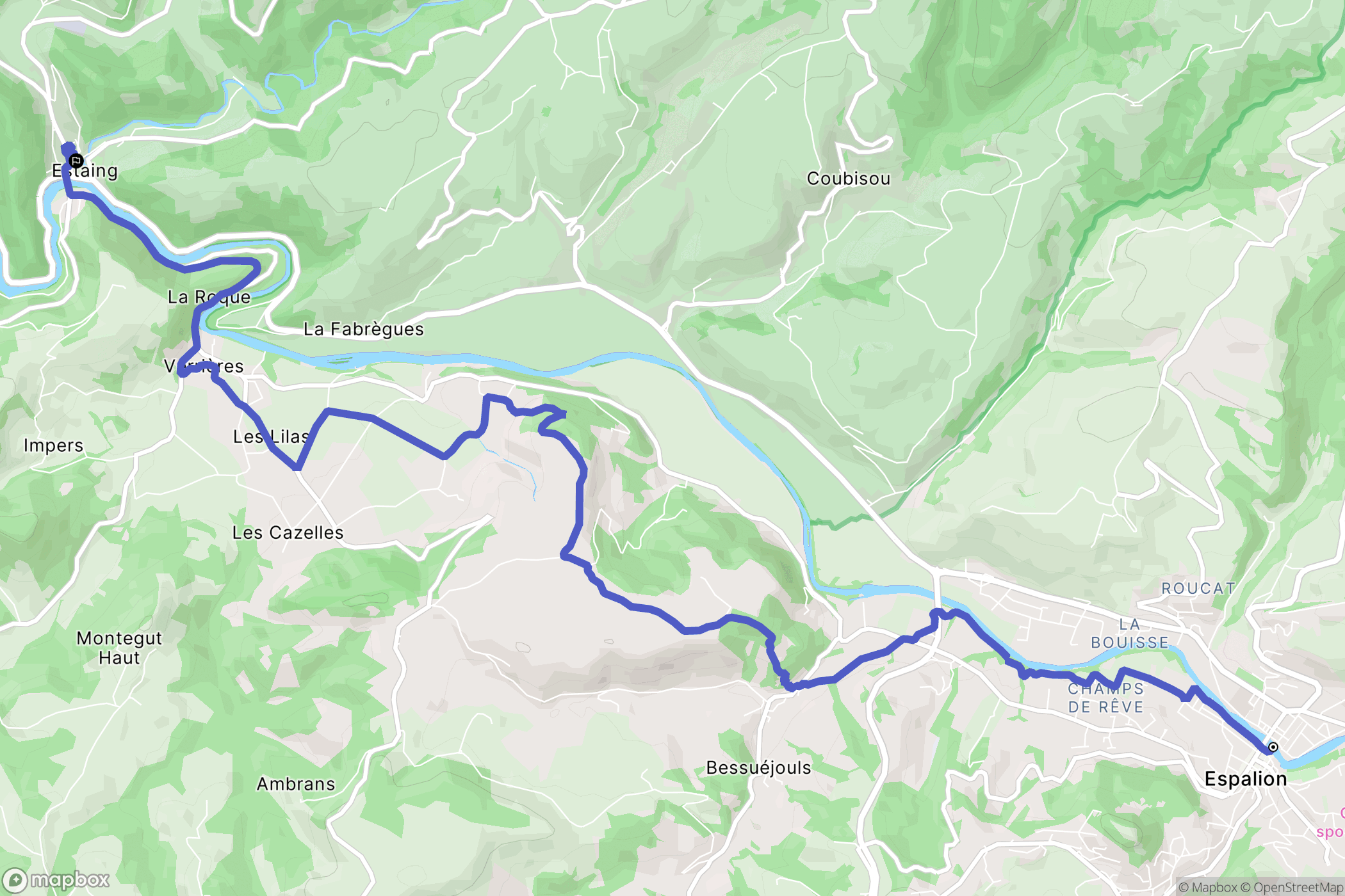Espalion : carte du parcours de randonnée - France