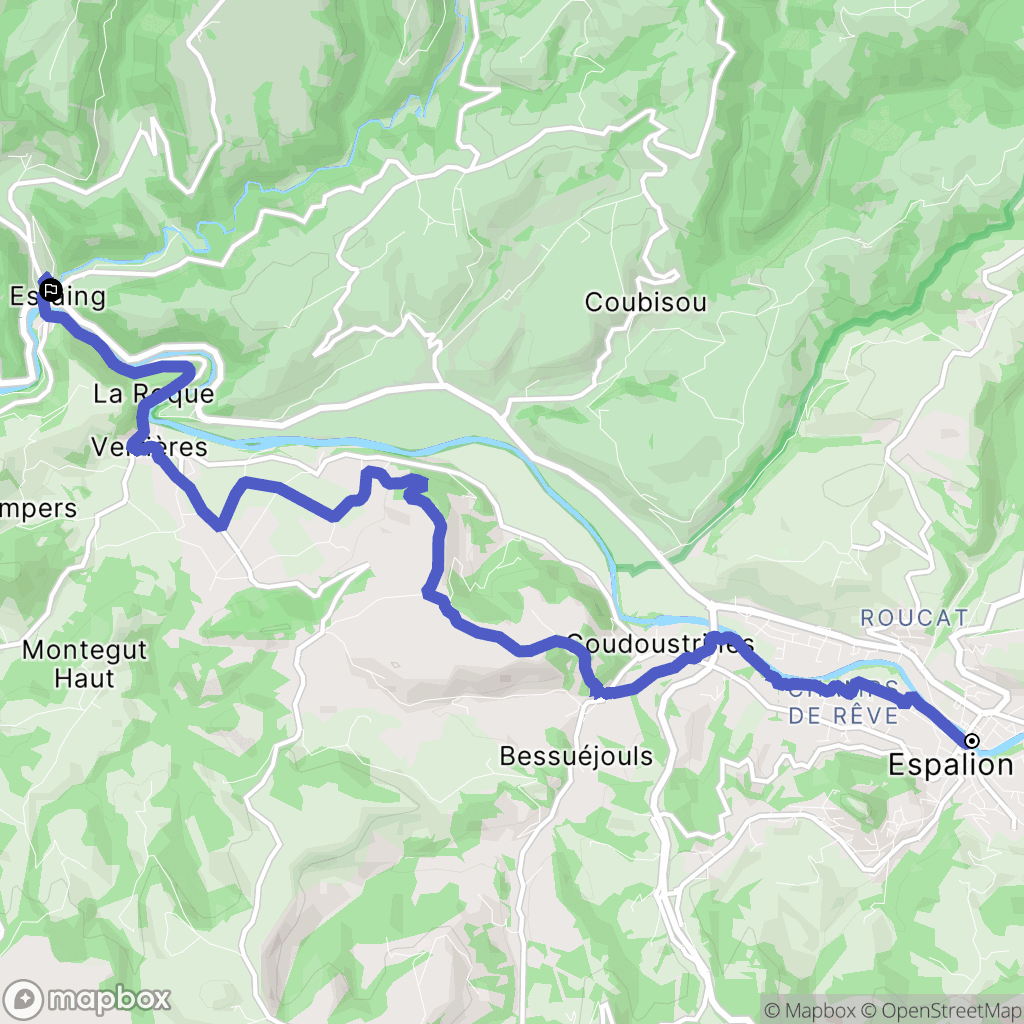 Espalion : carte du parcours de randonnée - France