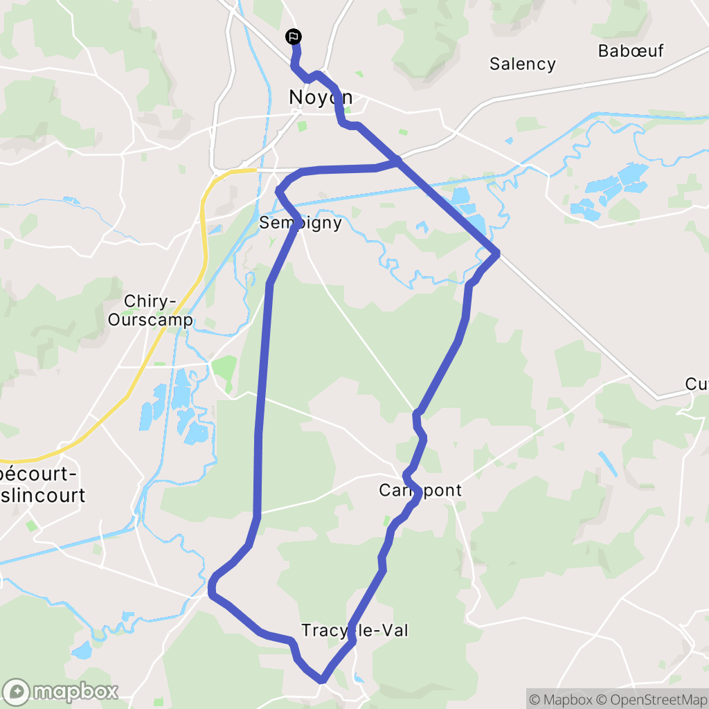 Noyon : carte du parcours de randonnée - France