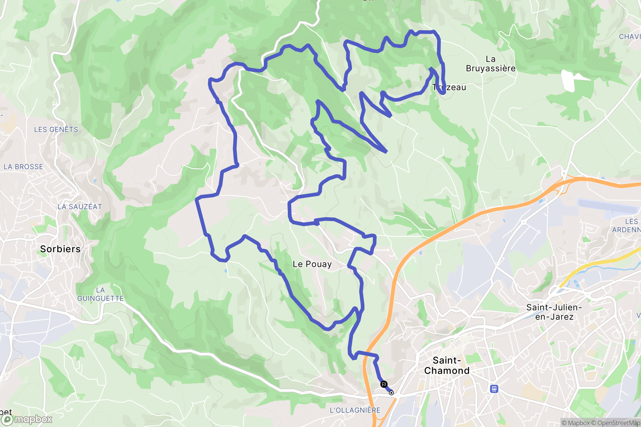 Saint-Chamond : carte du parcours de randonnée - France