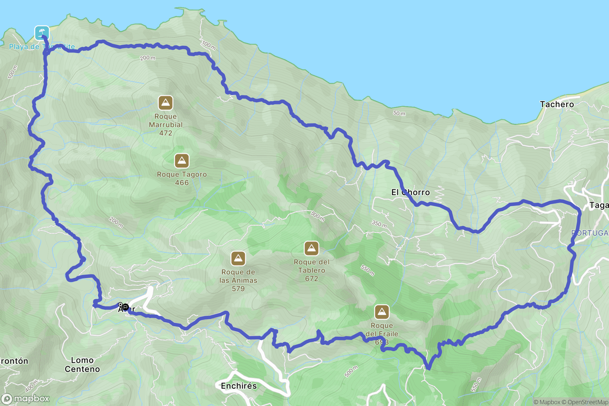 Santa Cruz de Tenerife : carte du parcours de randonnée - Spain