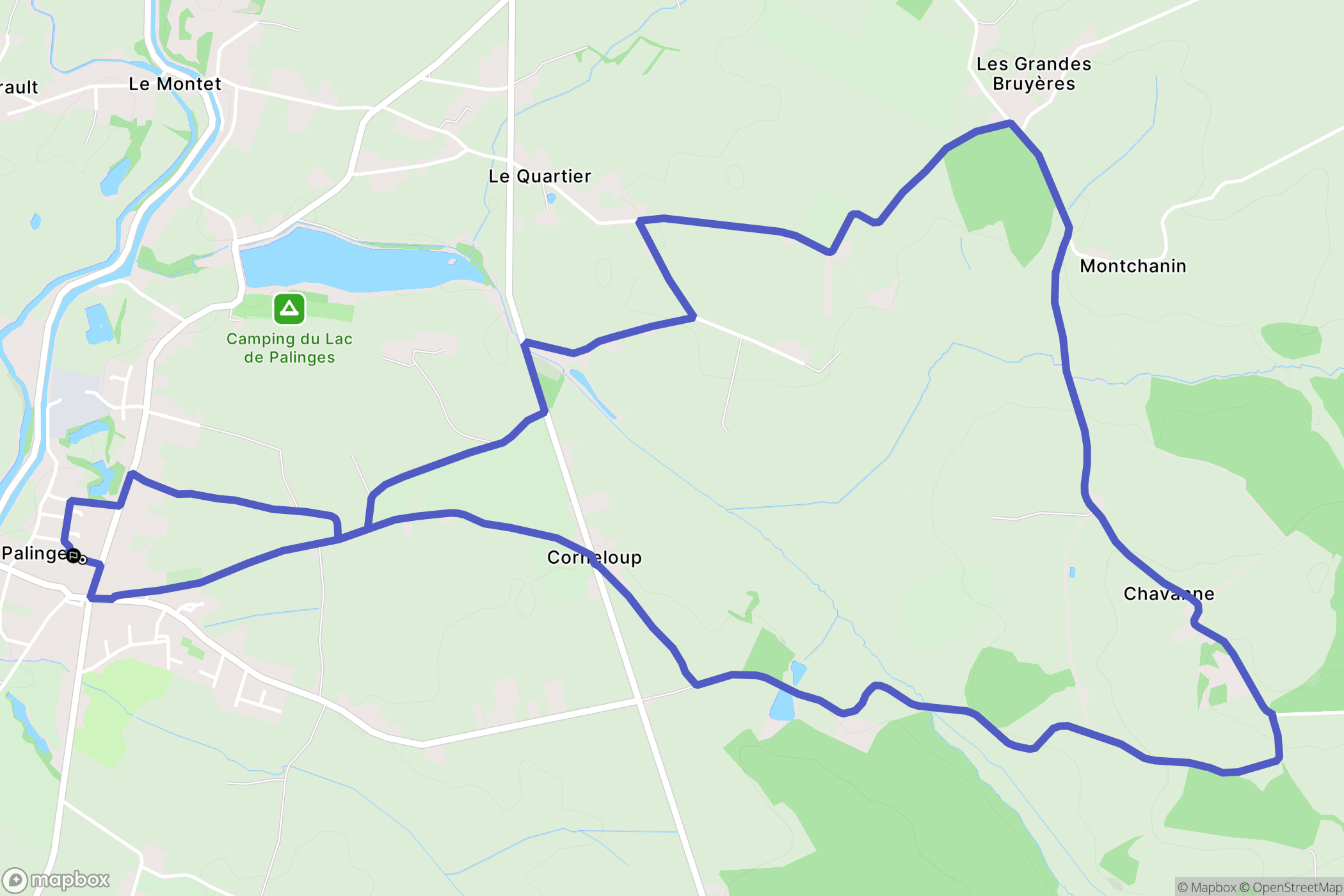 Palinges : carte du parcours de randonnée - France
