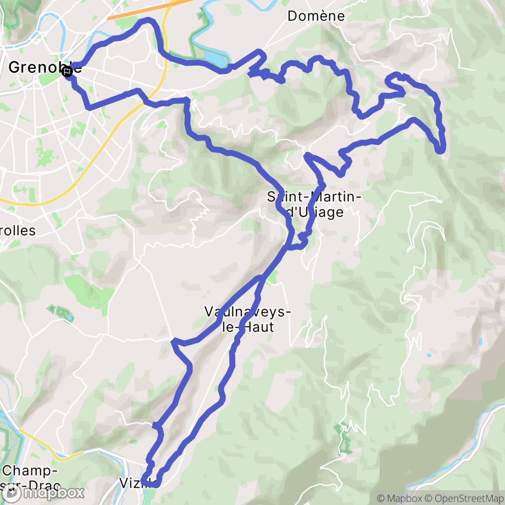 Grenoble : carte du parcours de randonnée - France
