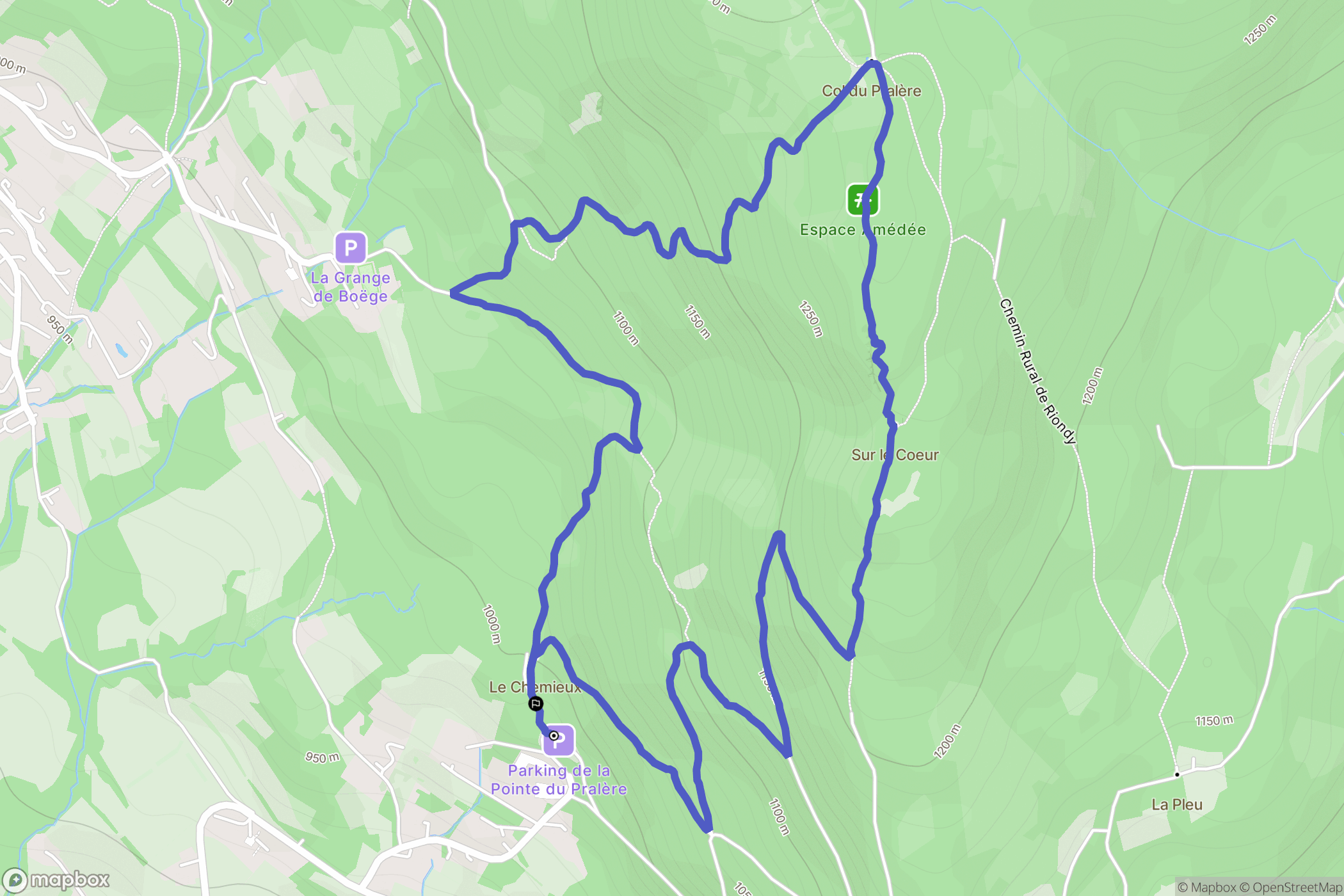 Bonne : carte du parcours de randonnée - France