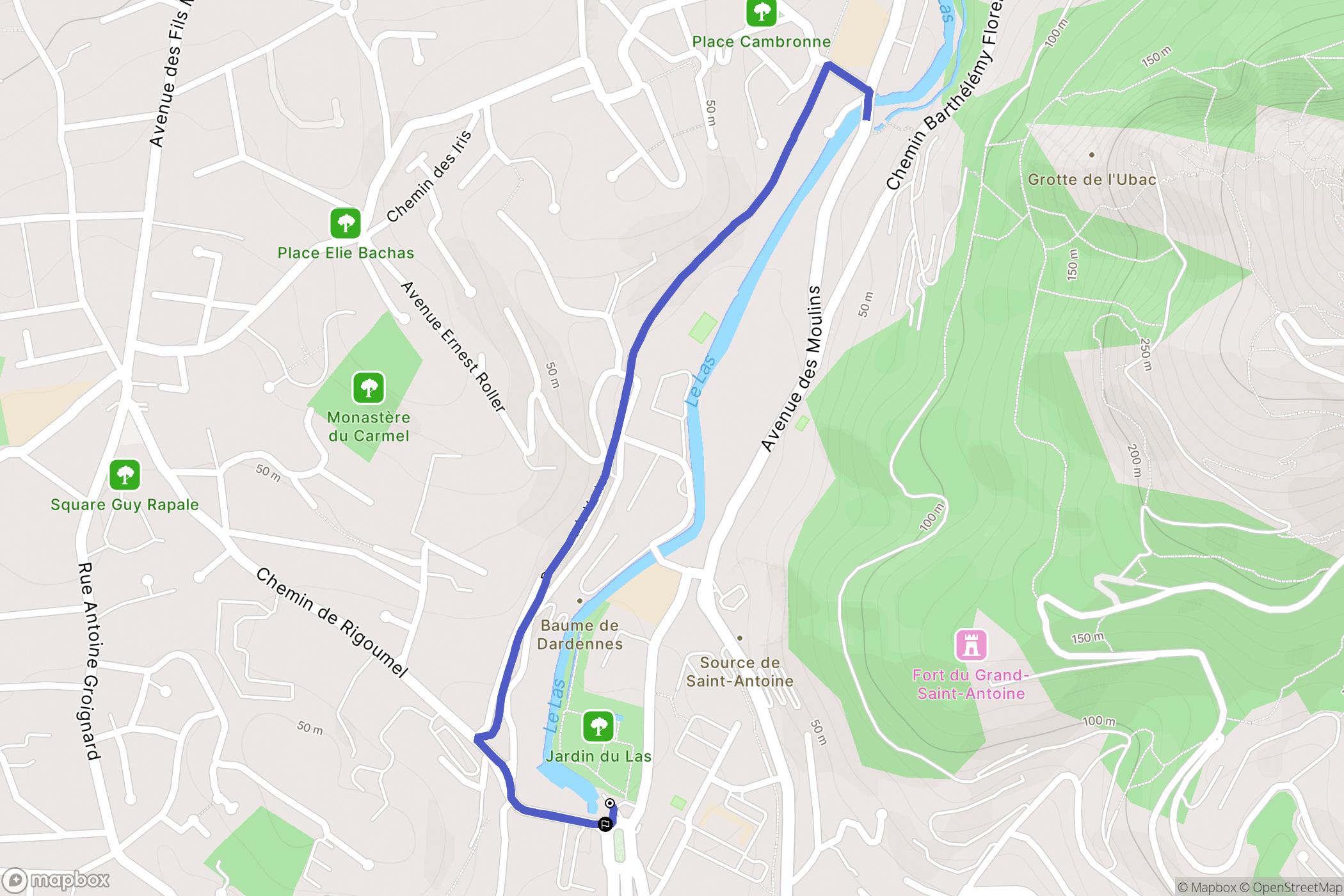 Toulon : carte du parcours de randonnée - France