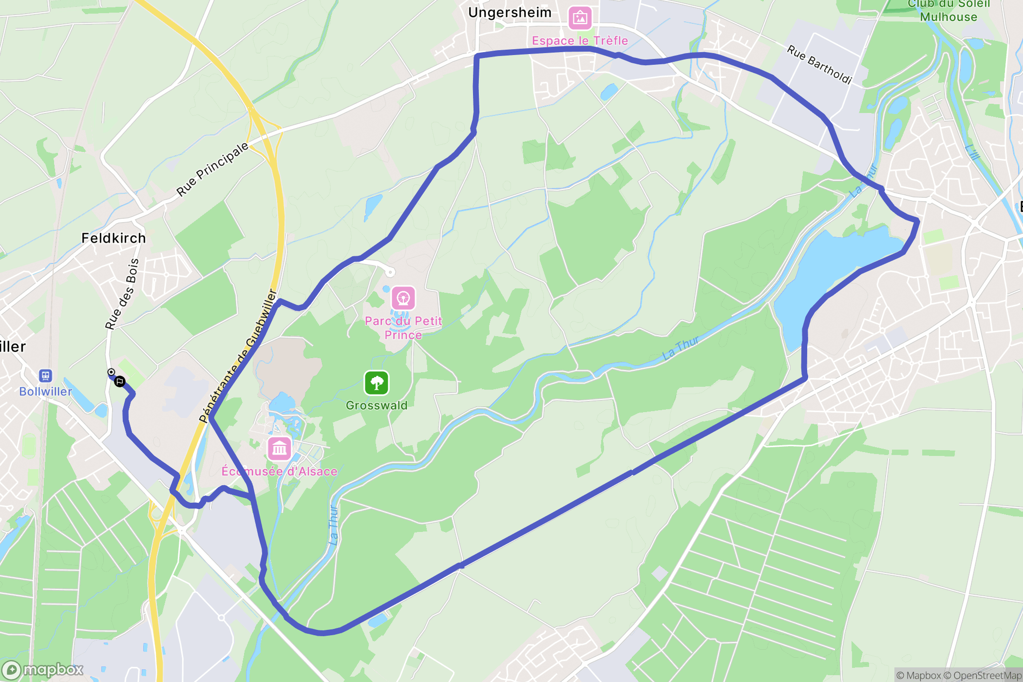 Feldkirch : carte du parcours de randonnée - France