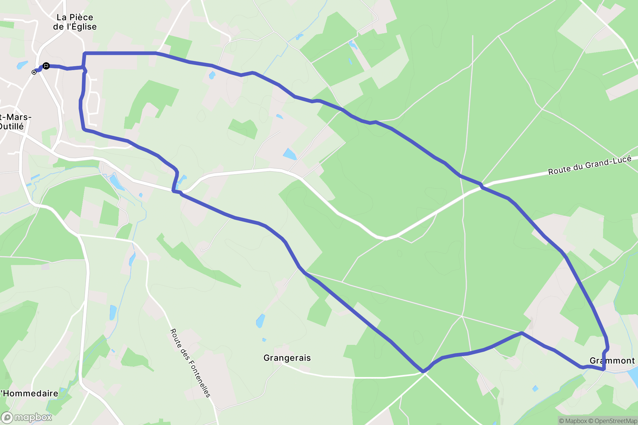 Saint-Mars-d'Outillé : carte du parcours de randonnée - France