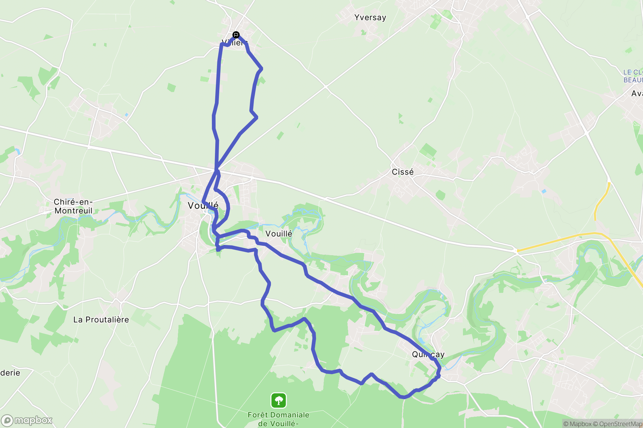 Villiers : carte du parcours de randonnée - France