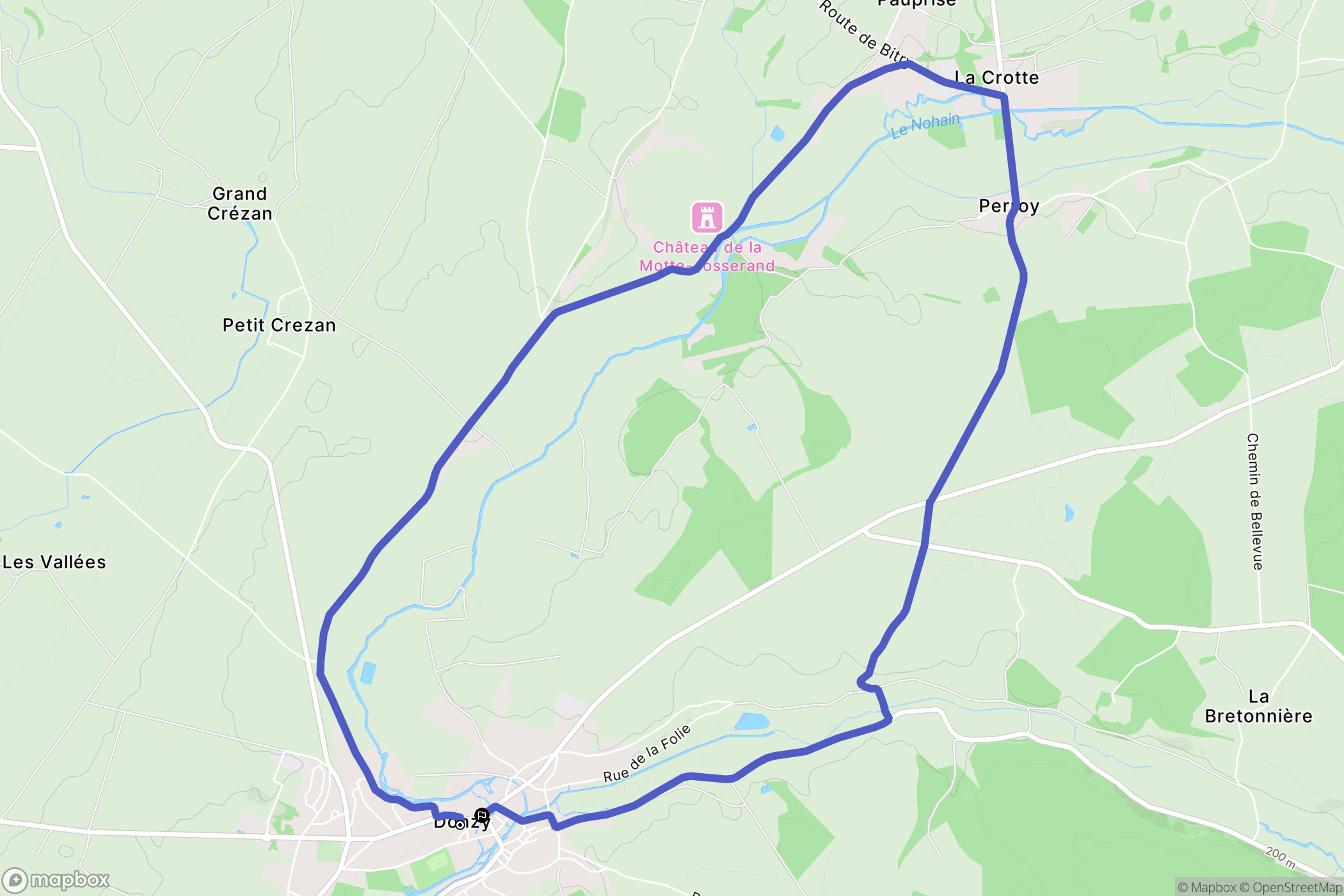 Donzy : carte du parcours de randonnée - France