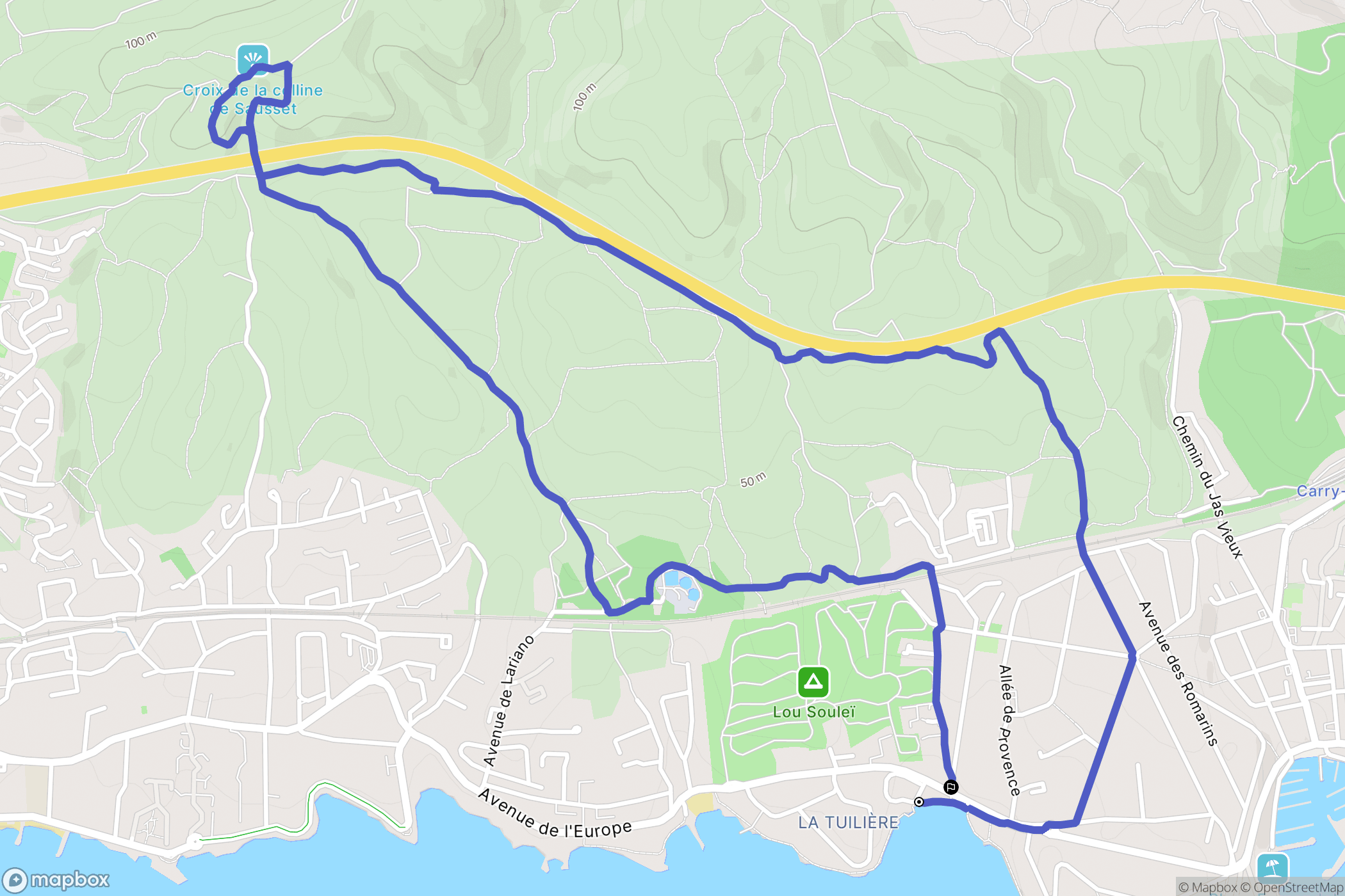 Carry-le-Rouet : carte du parcours de randonnée - France