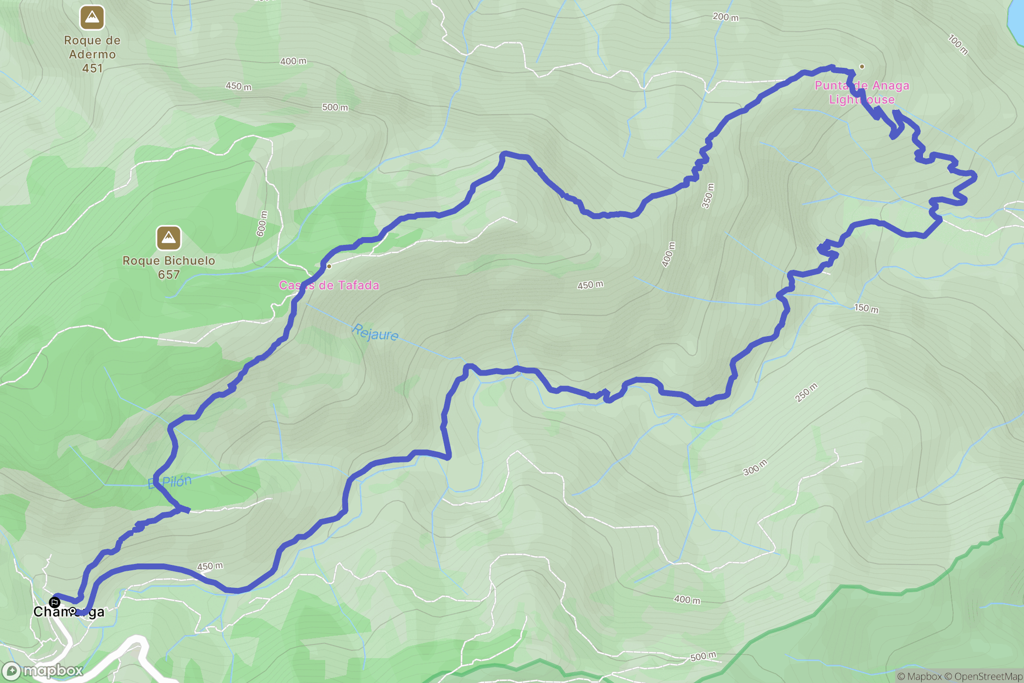 Santa Cruz de Tenerife : carte du parcours de randonnée - Spain
