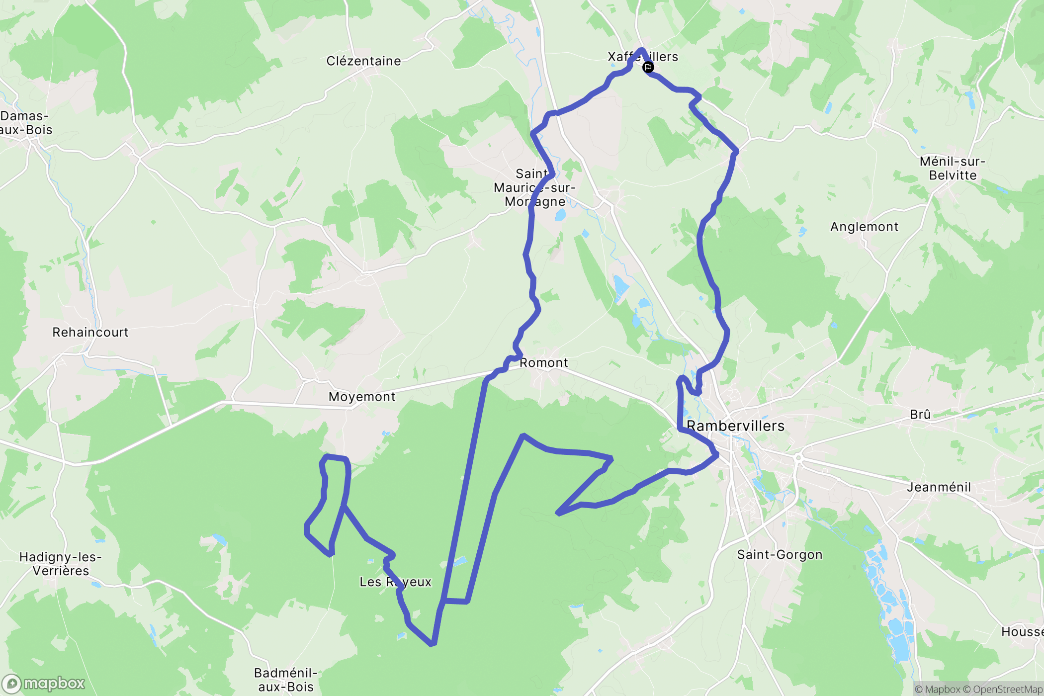 Xaffévillers : carte du parcours de randonnée - France