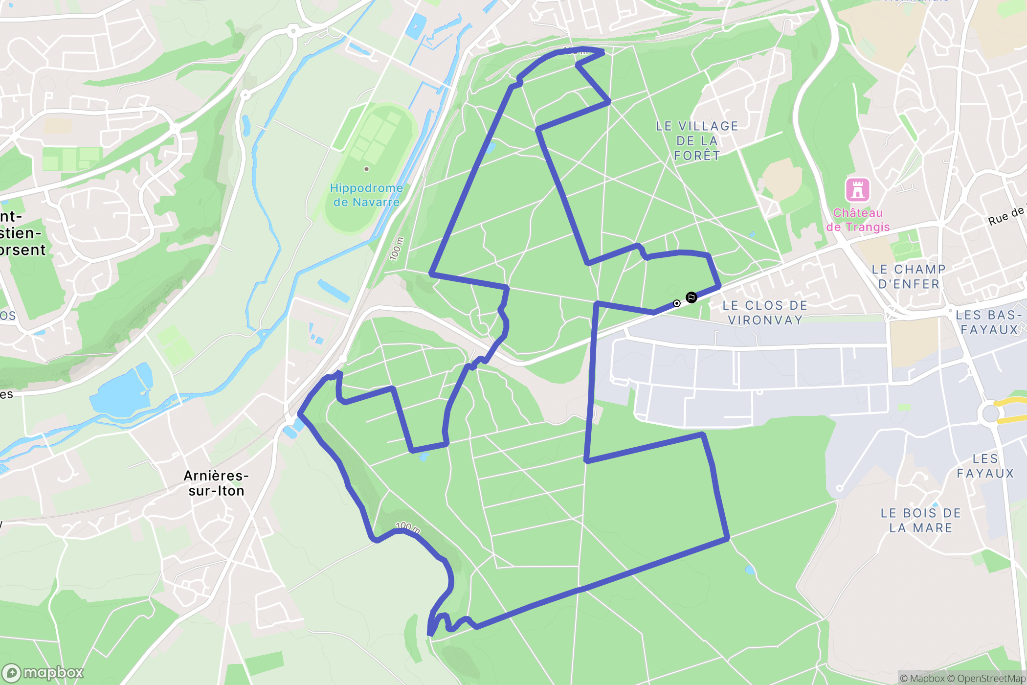 Évreux : carte du parcours de randonnée - France