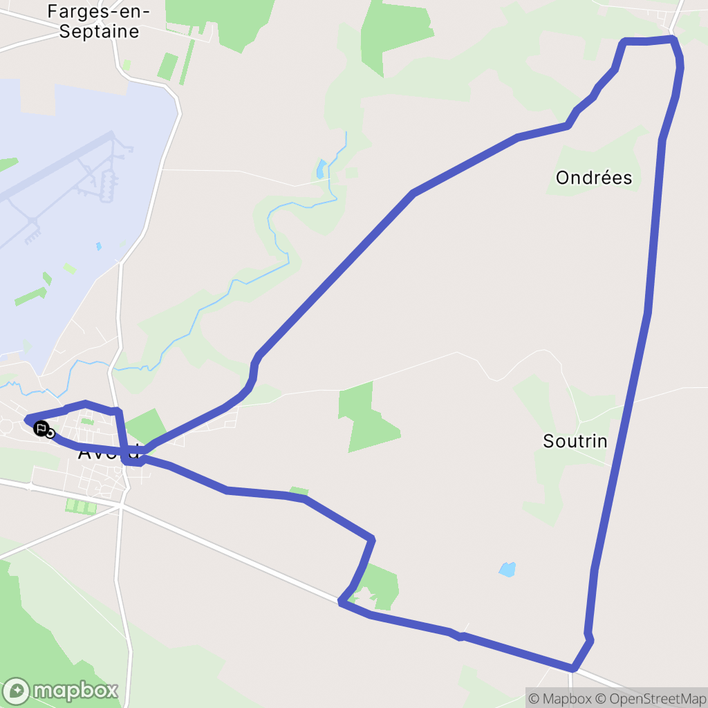 Avord : carte du parcours de randonnée - France