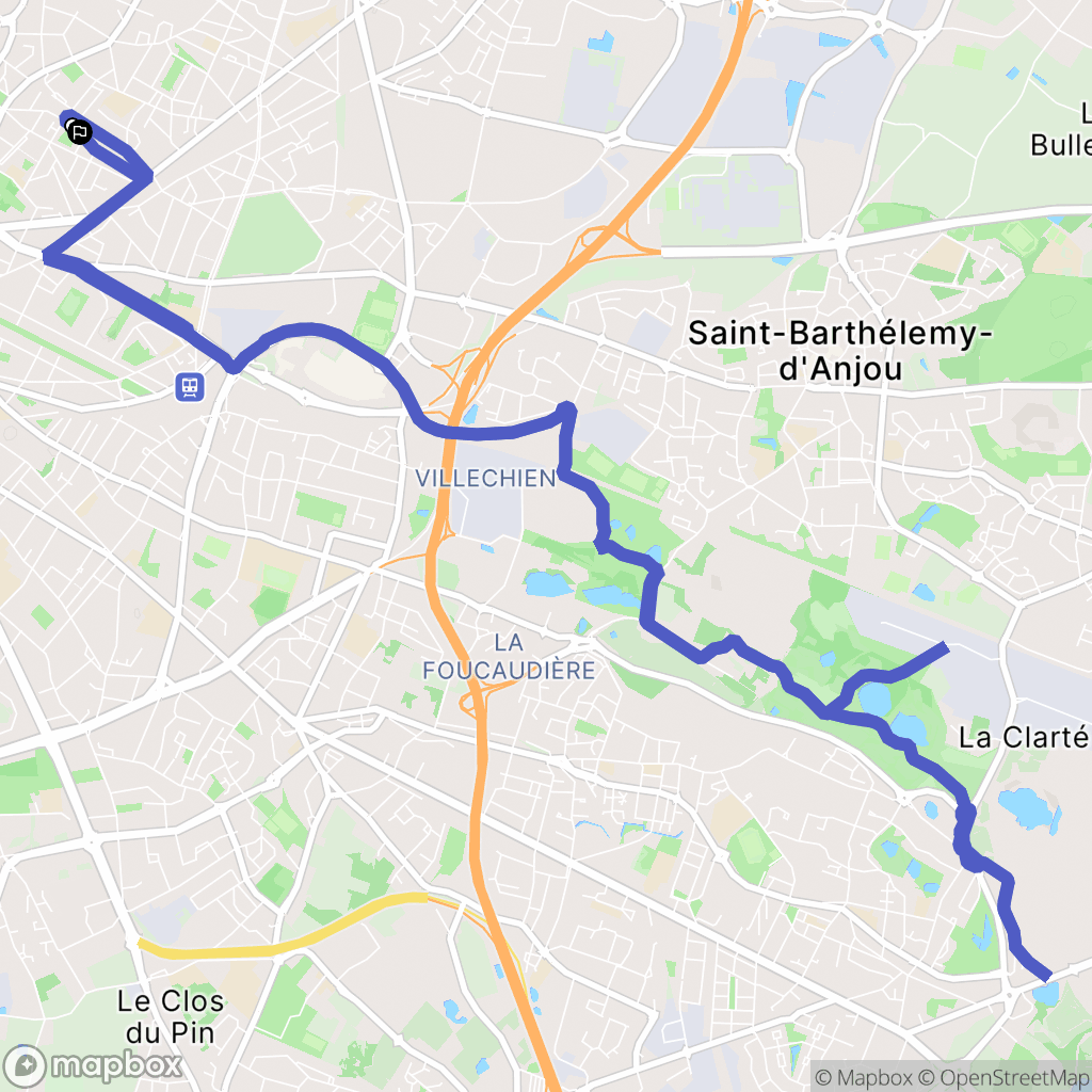 Angers : carte du parcours de randonnée - France