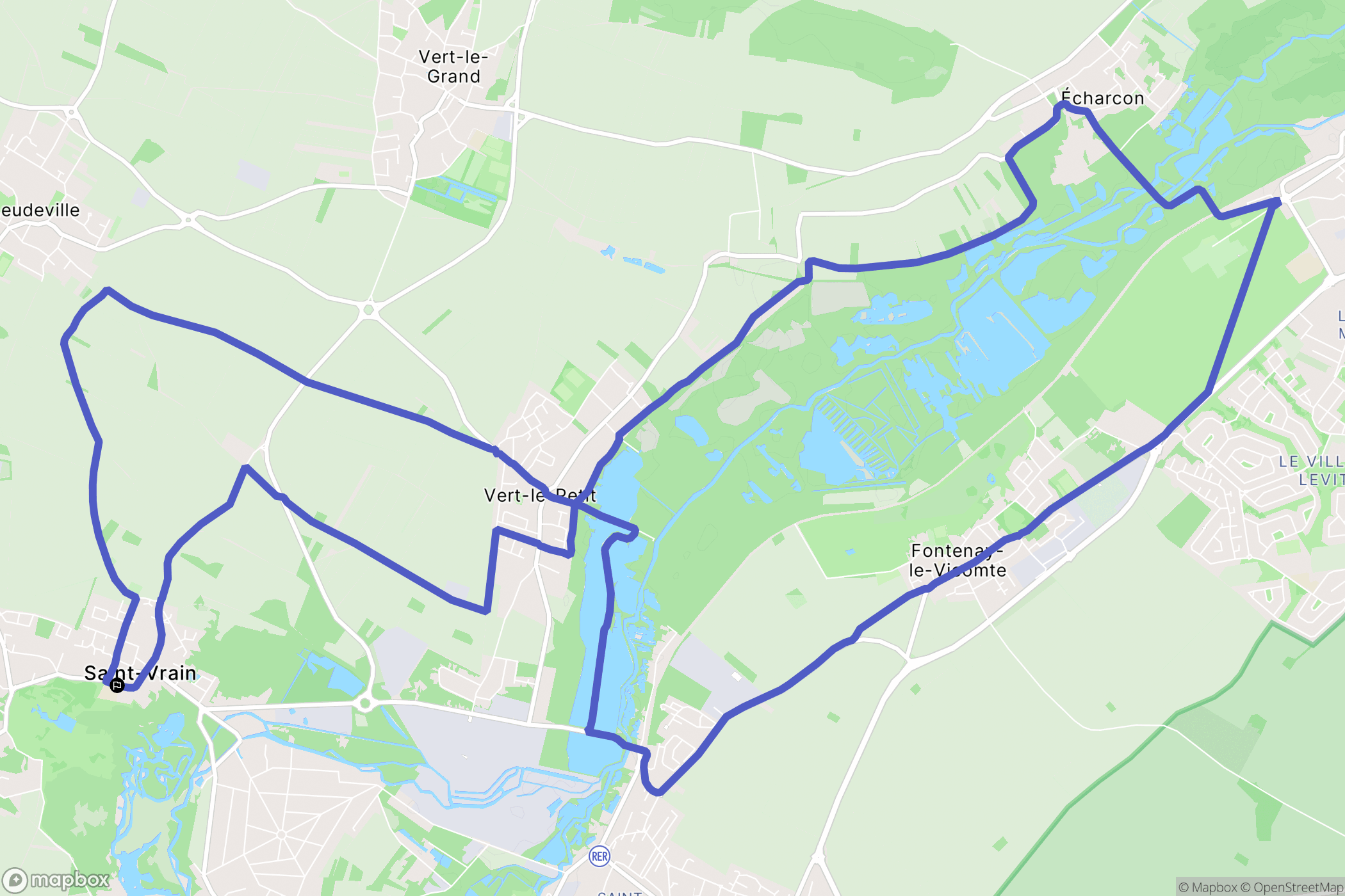 Saint-Vrain : carte du parcours de randonnée - France