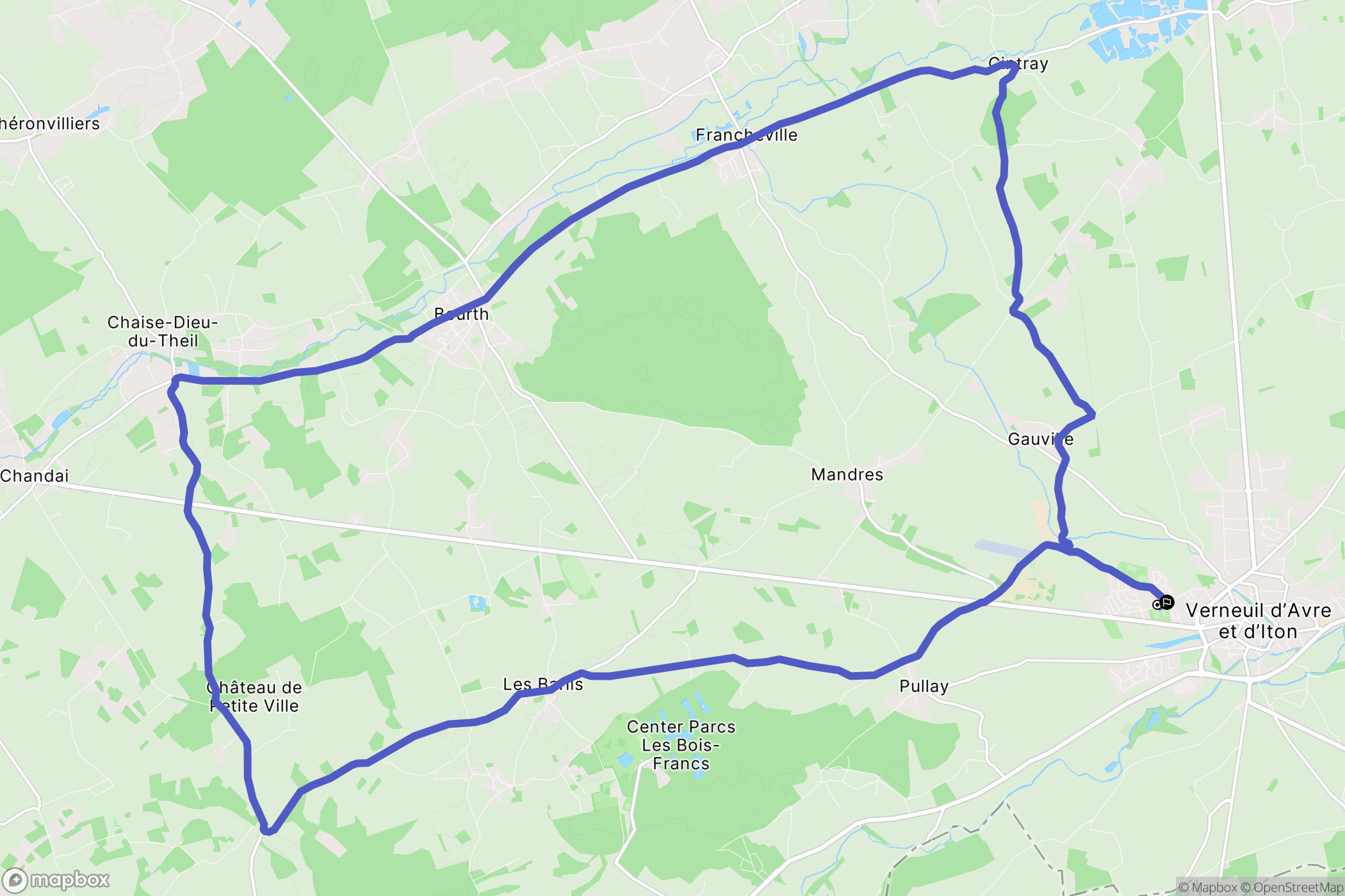 Verneuil d'Avre et d'Iton : carte du parcours de randonnée - France