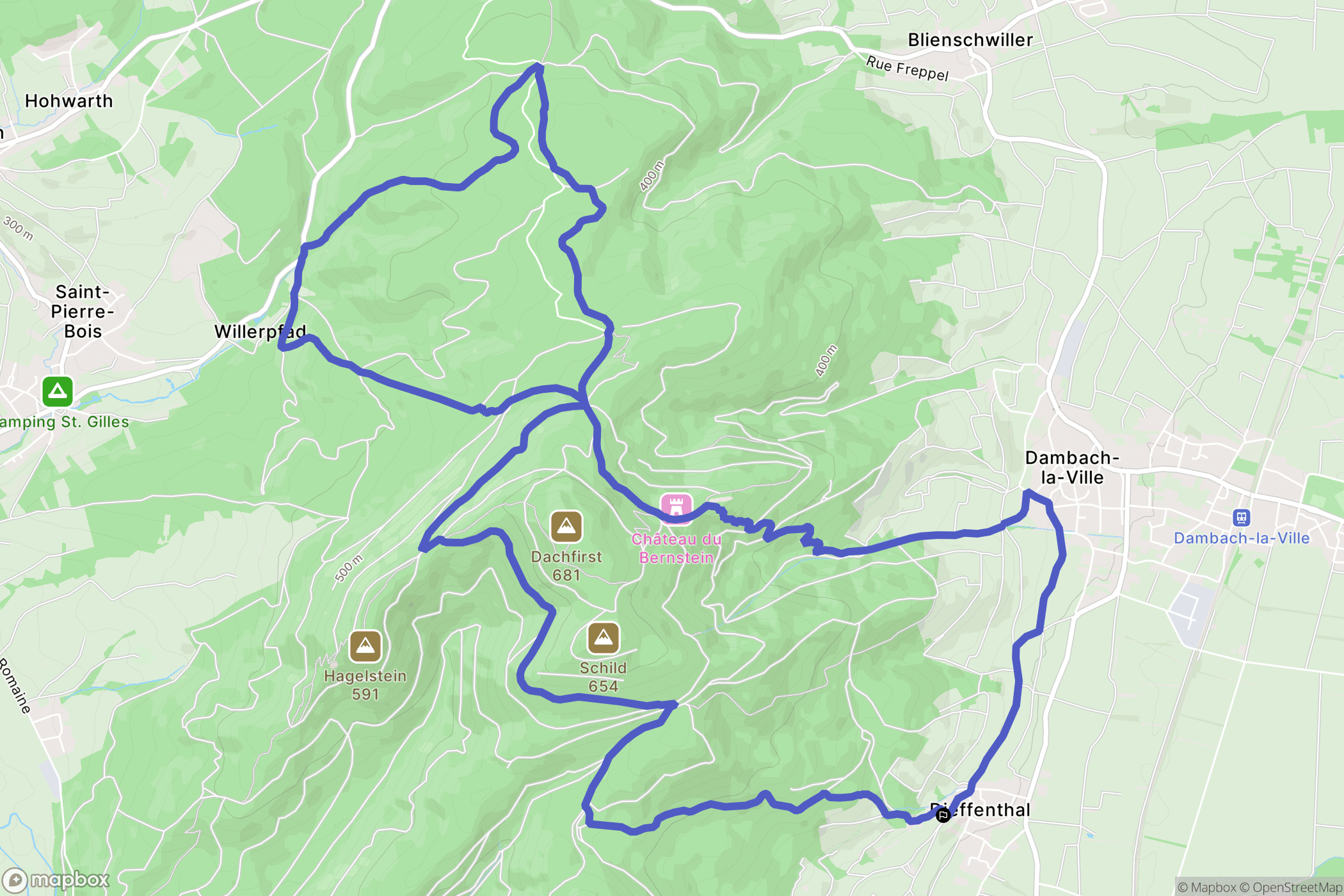 Dieffenthal : carte du parcours de randonnée - France