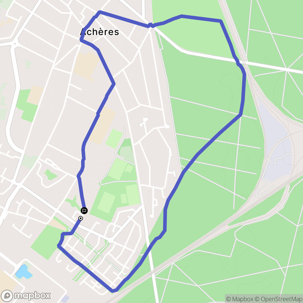 Achères : carte du parcours de randonnée - France