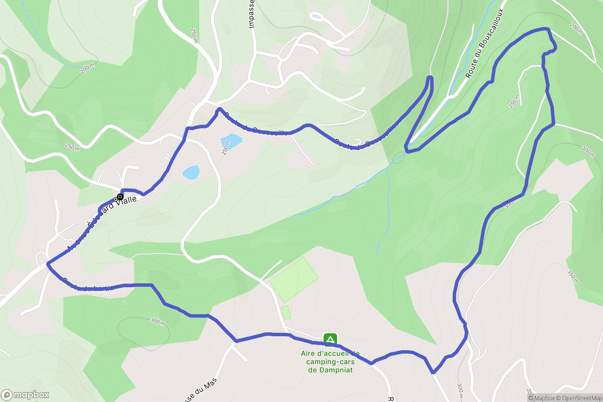 Dampniat : carte du parcours de randonnée - France