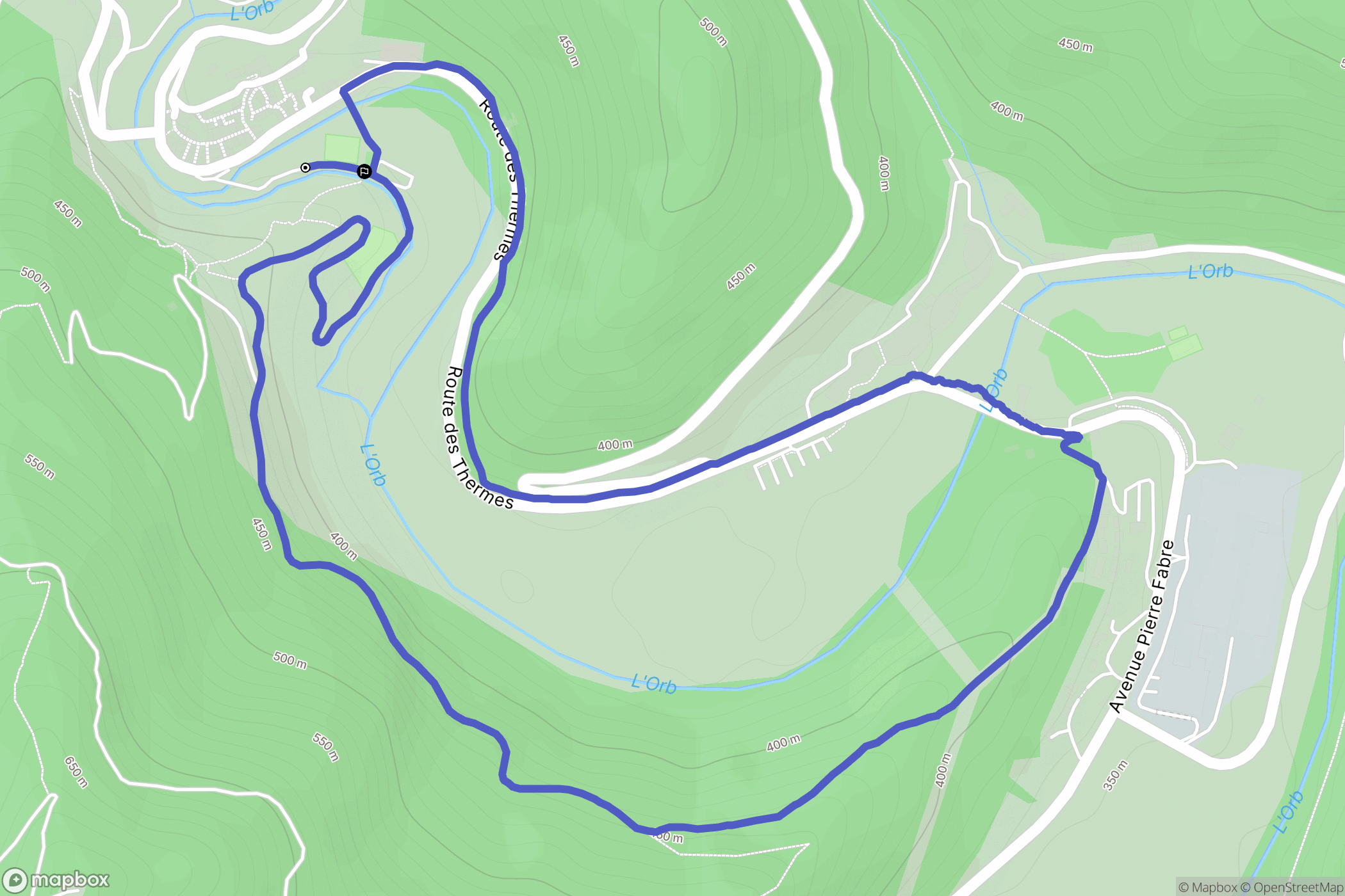 Avène : carte du parcours de randonnée - France