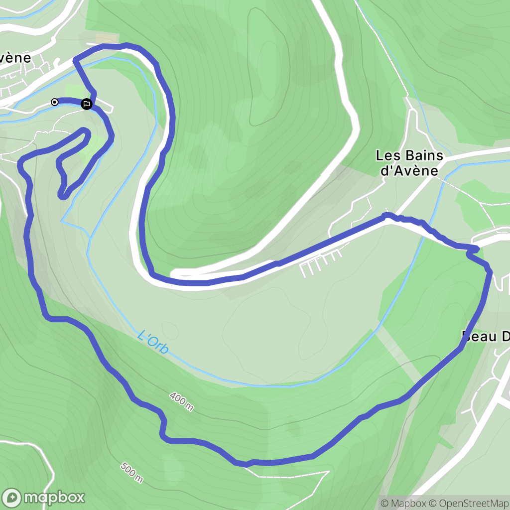 Avène : carte du parcours de randonnée - France