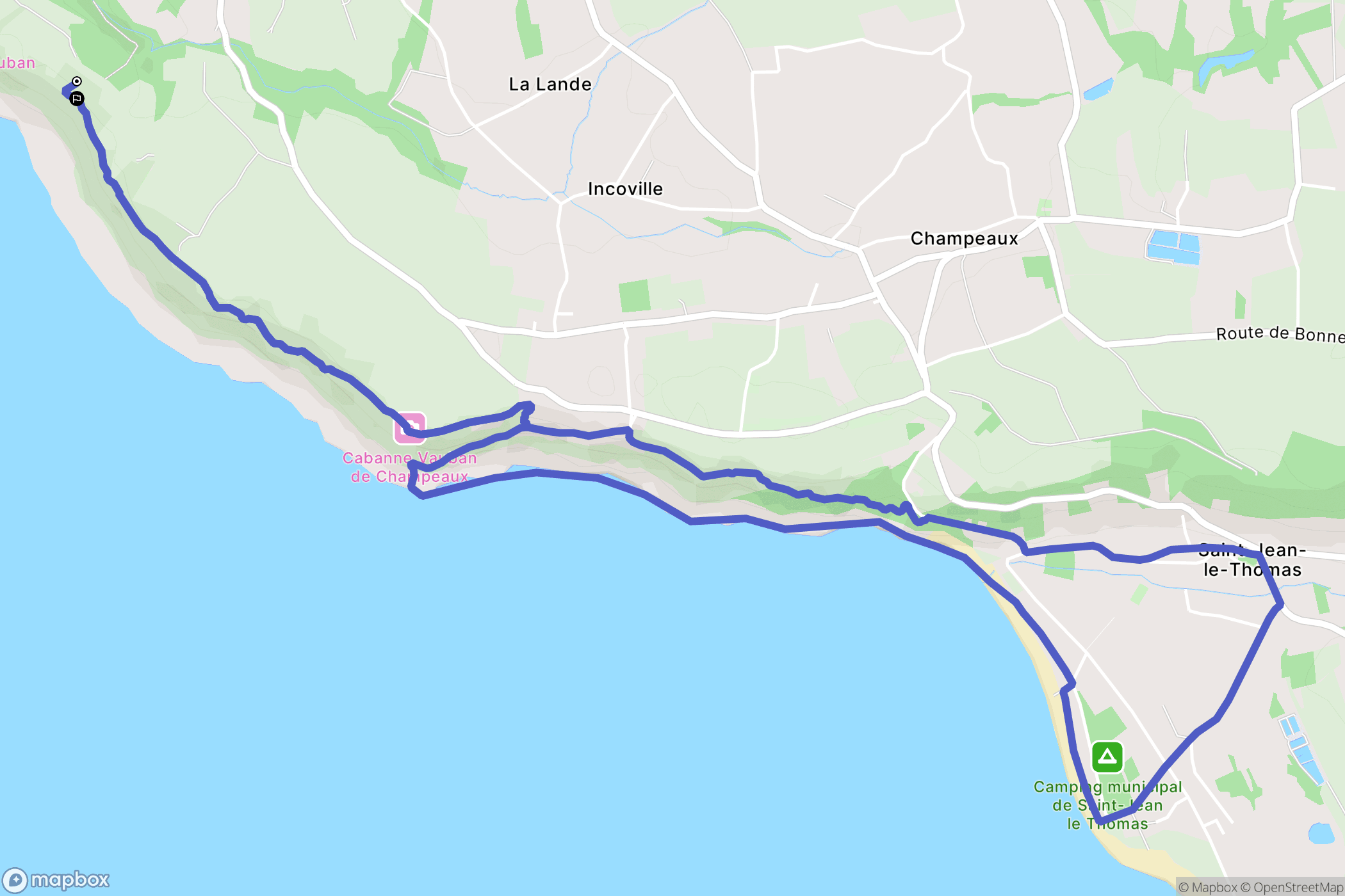 Carolles : carte du parcours de randonnée - France