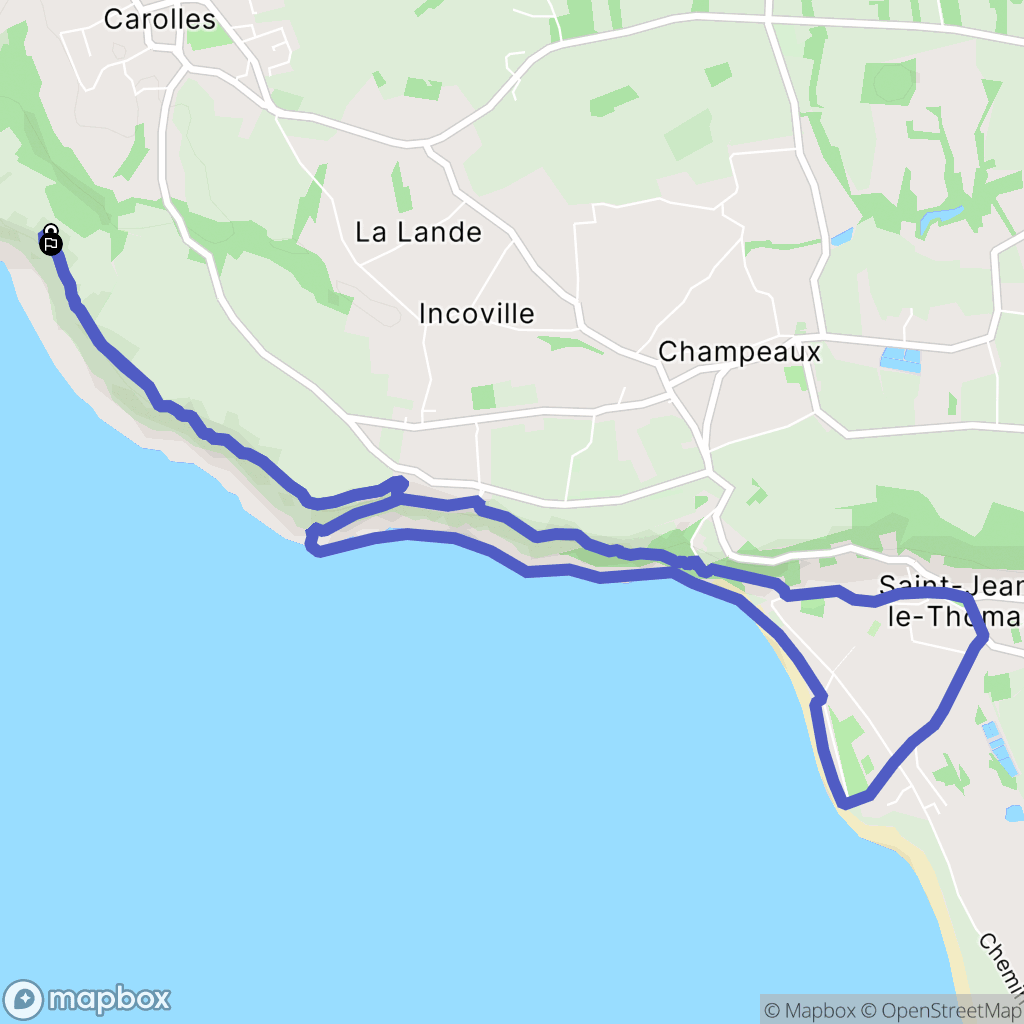 Carolles : carte du parcours de randonnée - France