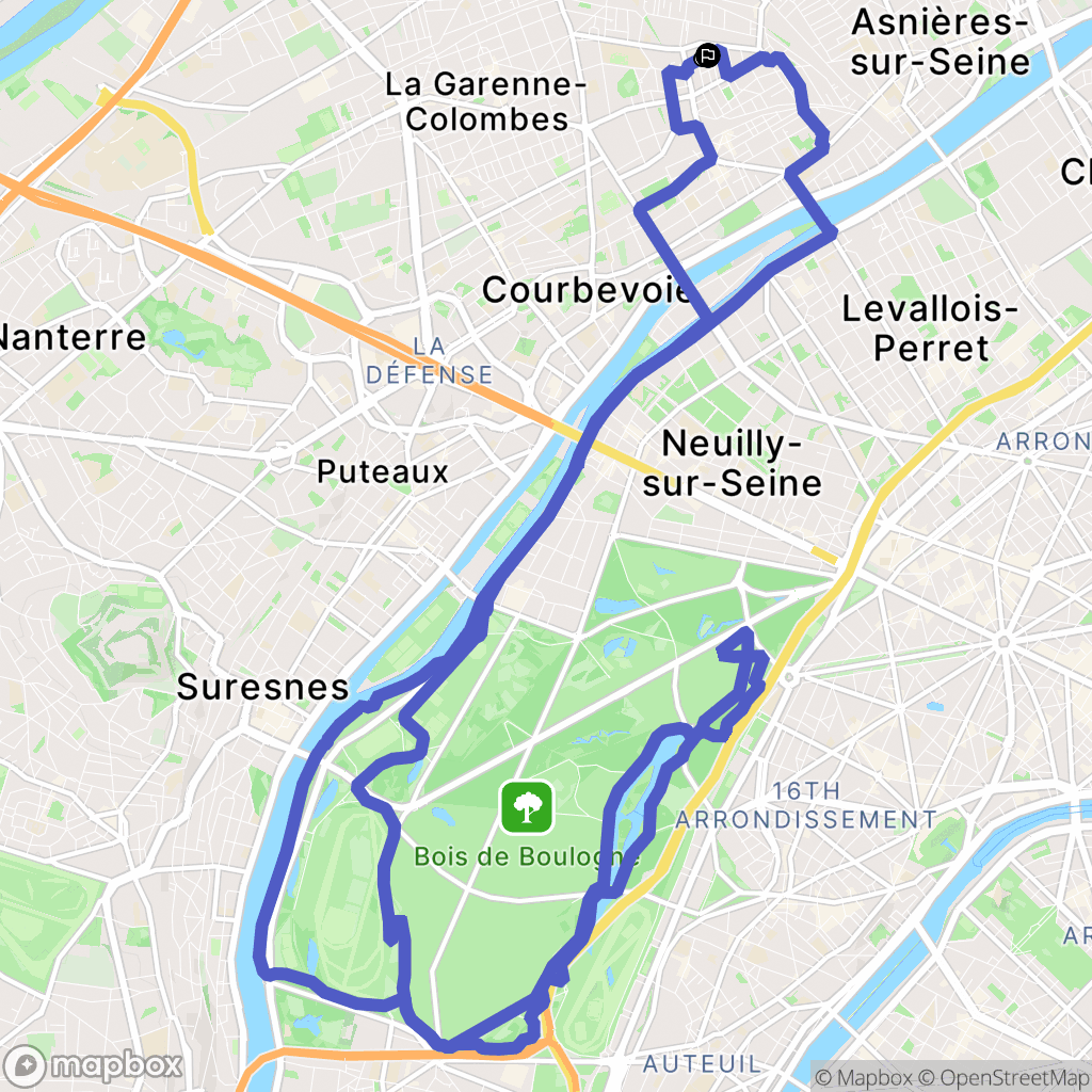 Asnières-sur-Seine : carte du parcours de randonnée - France