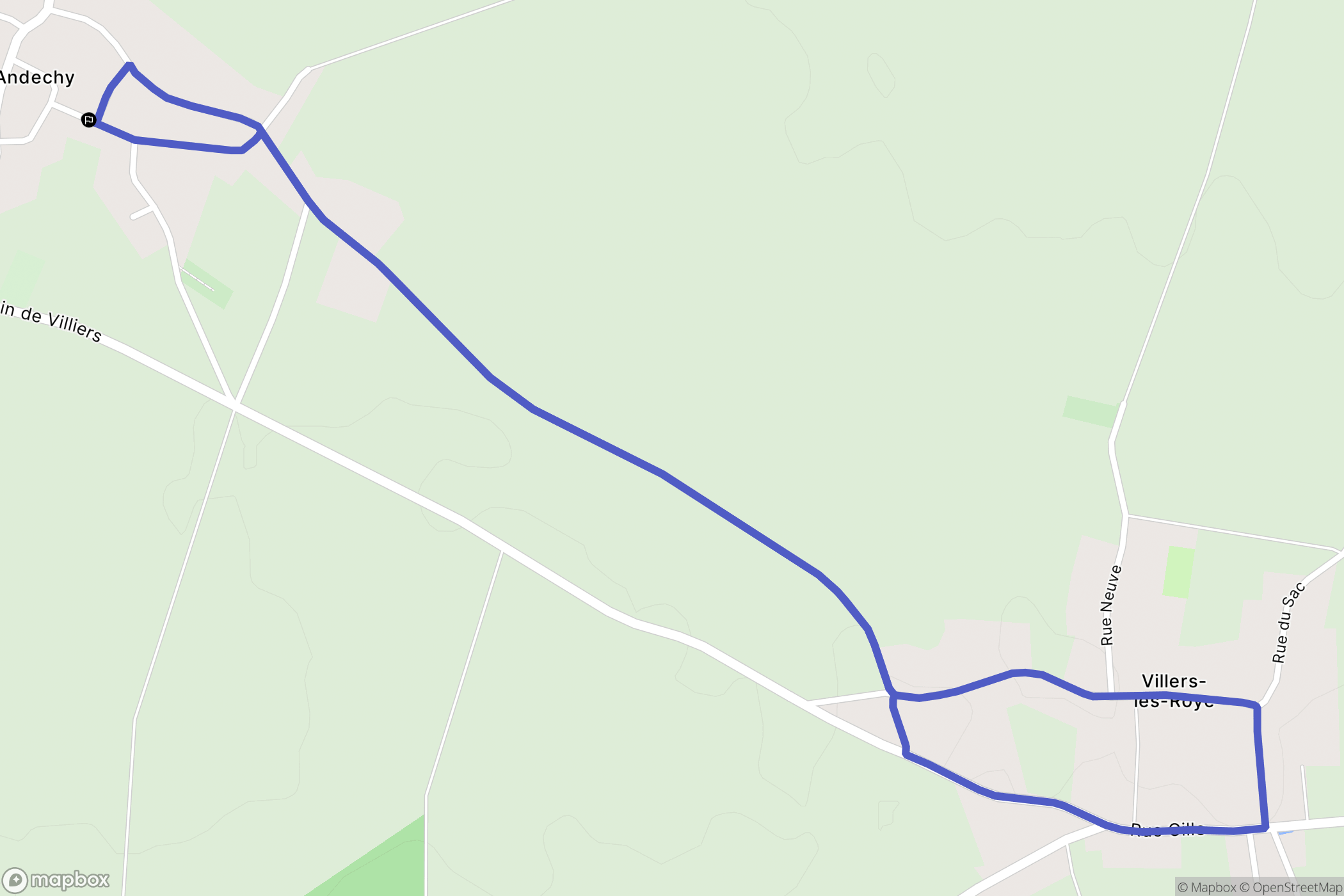 Andechy : carte du parcours de randonnée - France