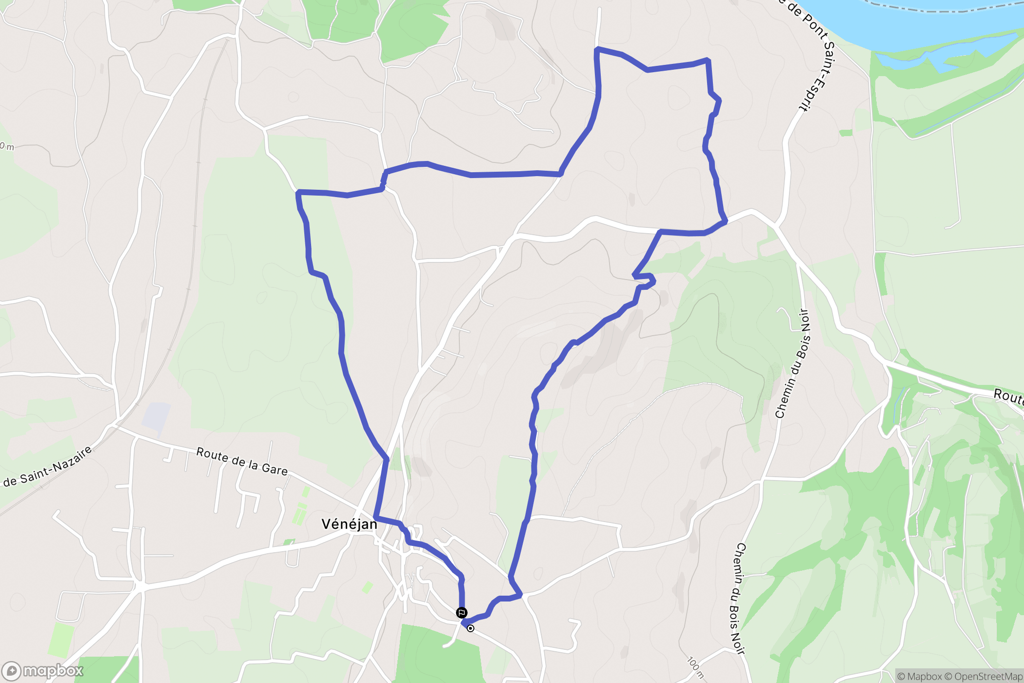 Vénéjan : carte du parcours de randonnée - France