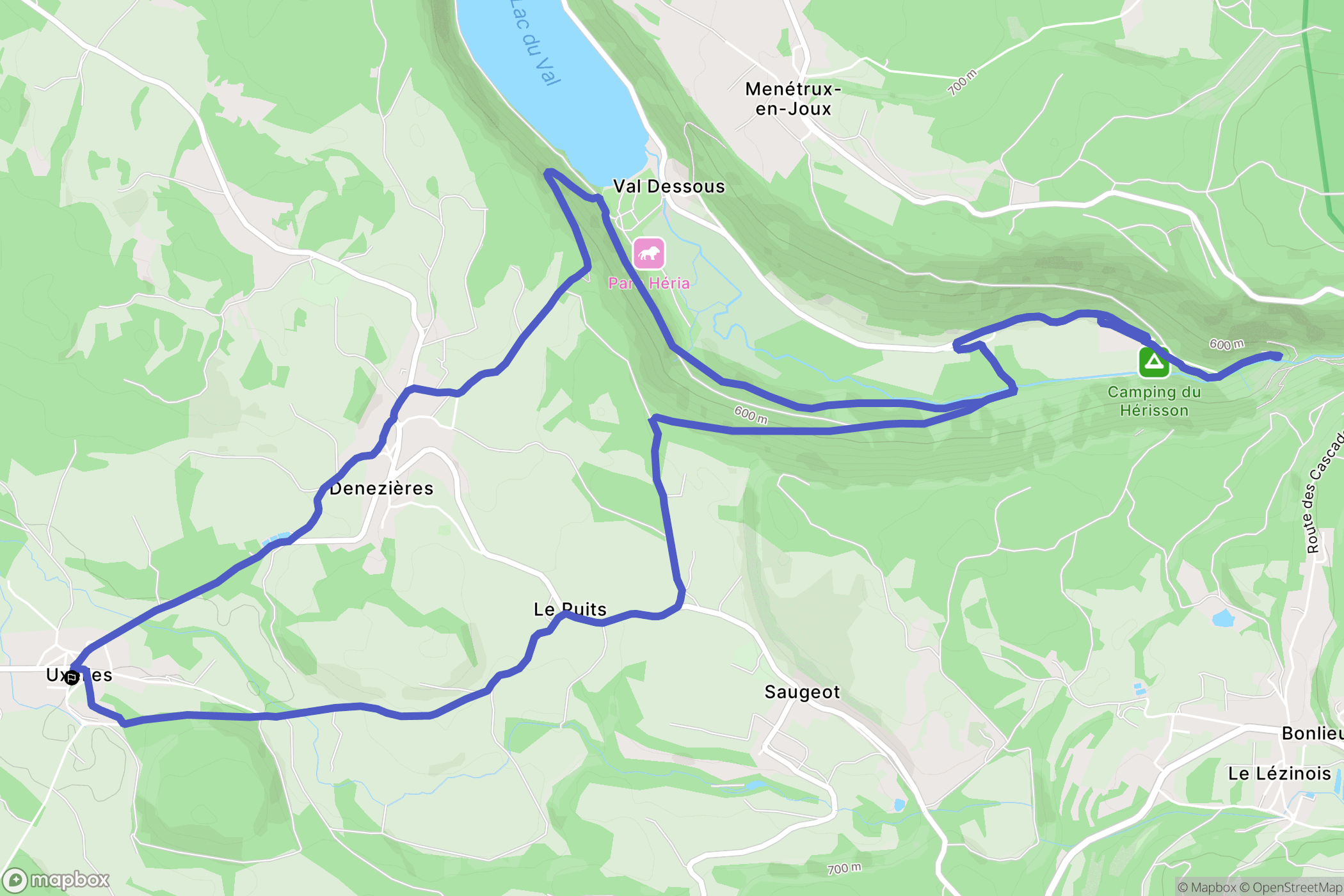 Uxelles : carte du parcours de randonnée - France