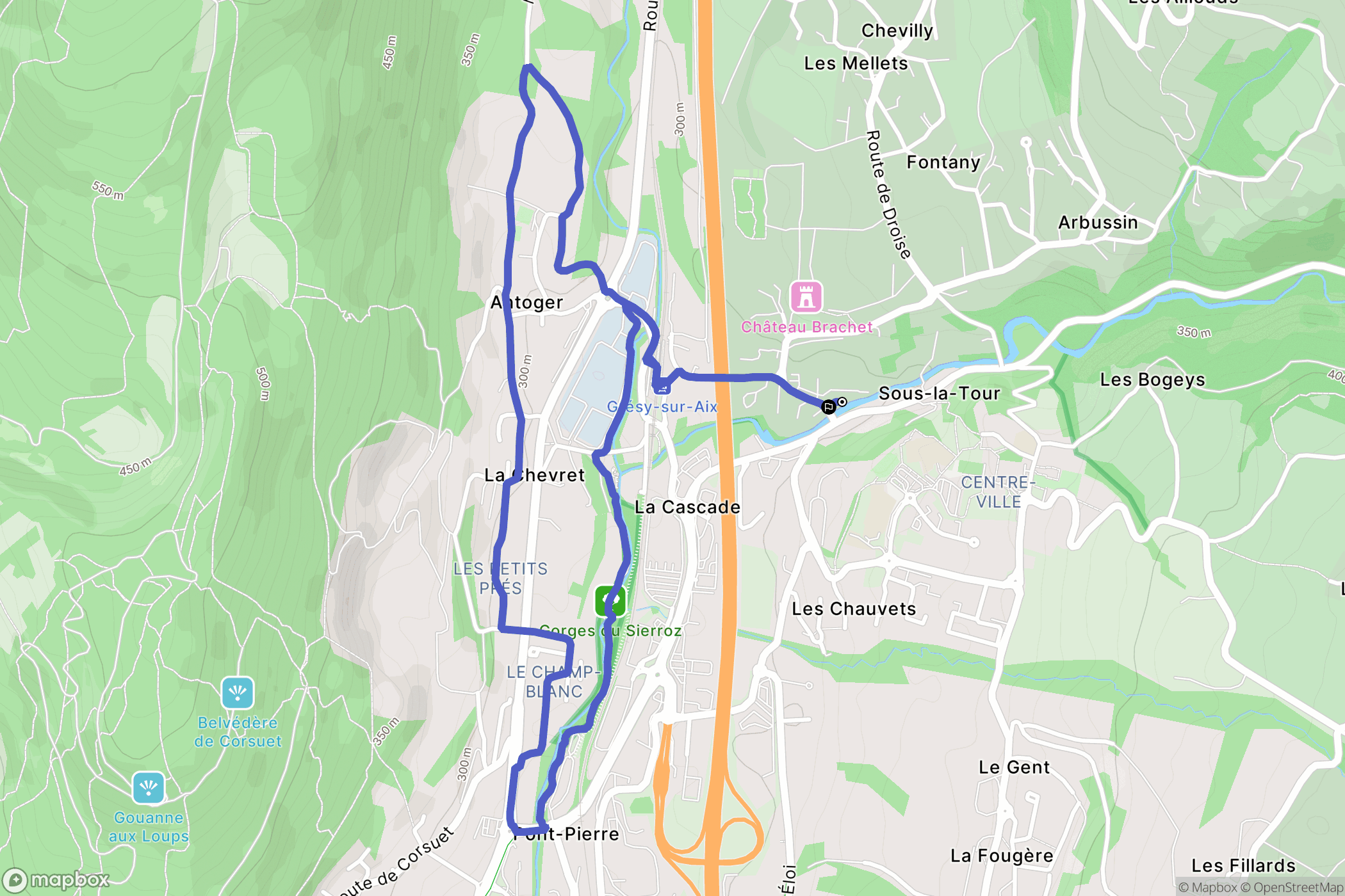 Grésy-sur-Aix : carte du parcours de randonnée - France