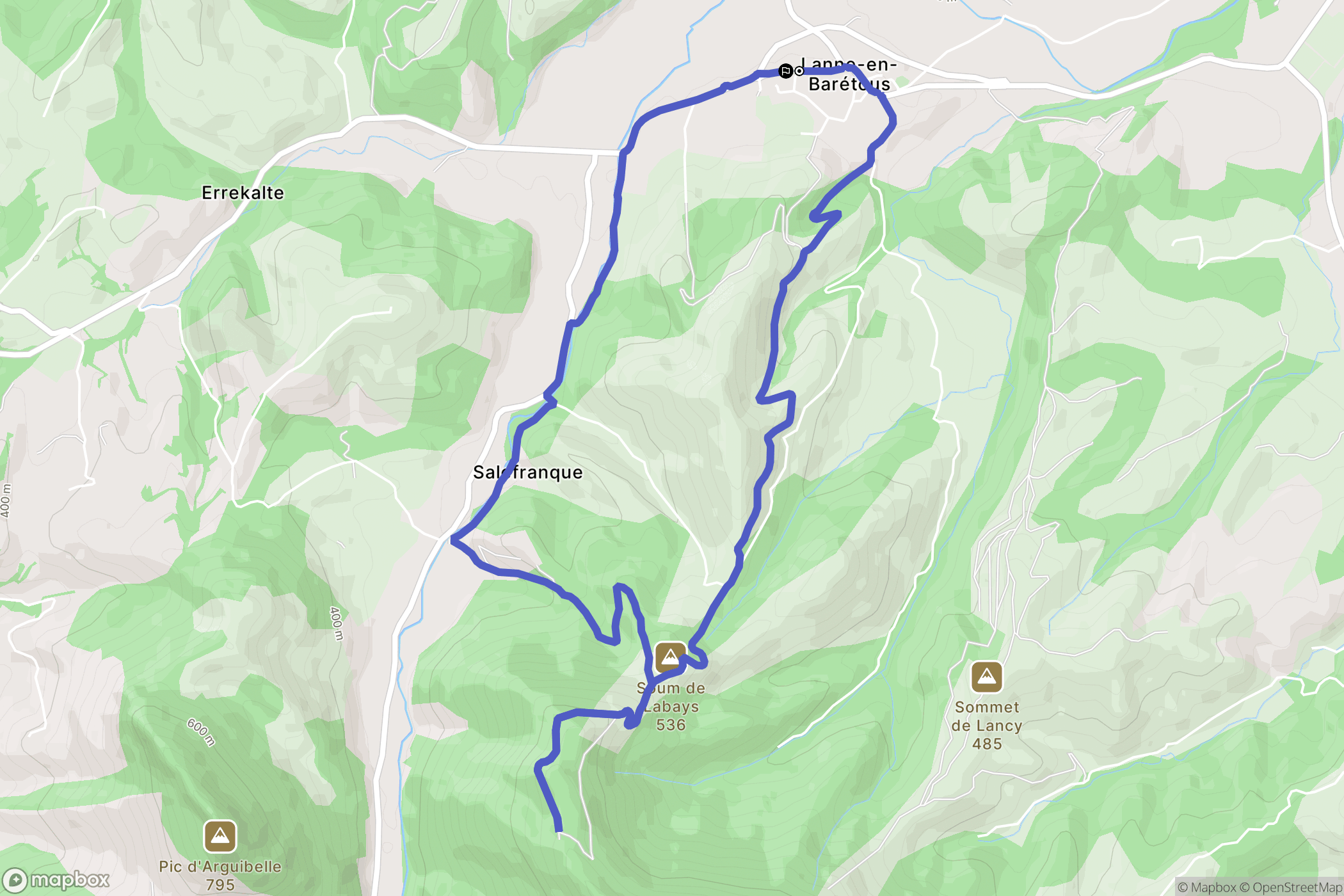 Lanne-en-Barétous : carte du parcours de randonnée - France