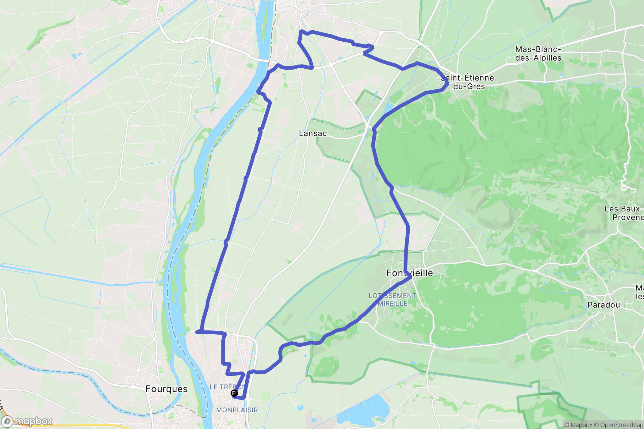 Arles : carte du parcours de randonnée - France