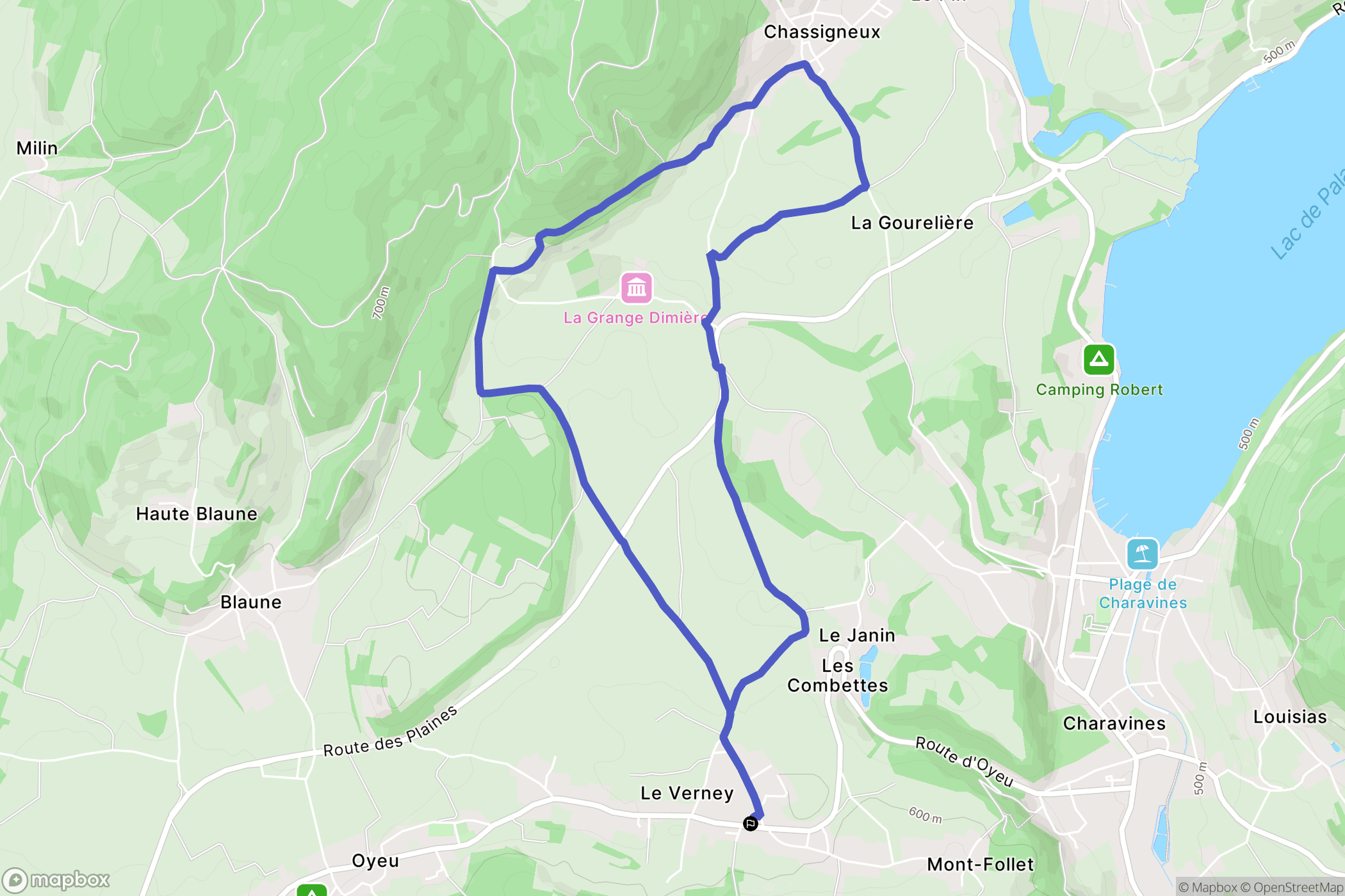 Oyeu : carte du parcours de randonnée - France